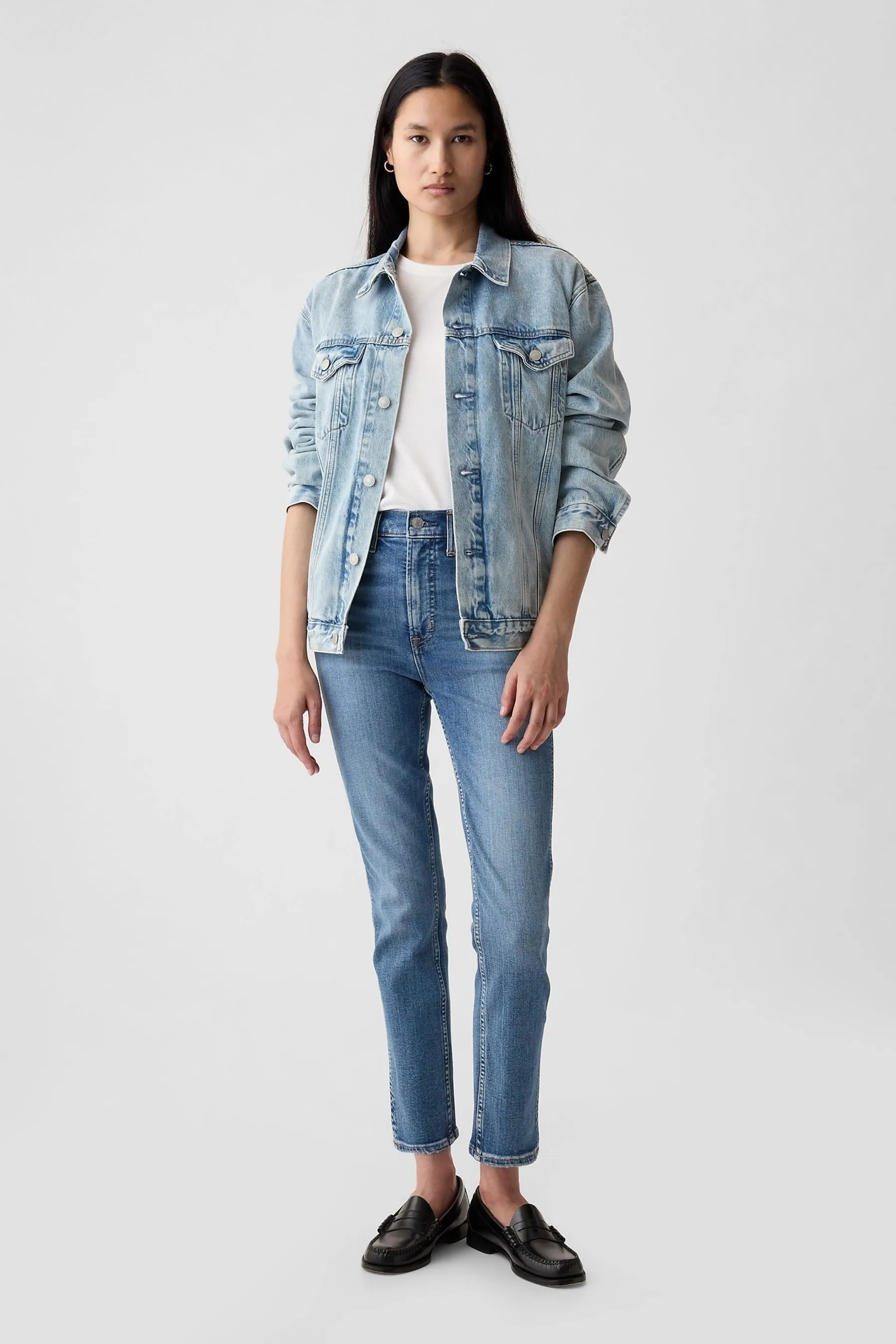 Gap - Jeans a vita alta slim elasticizzata vintage