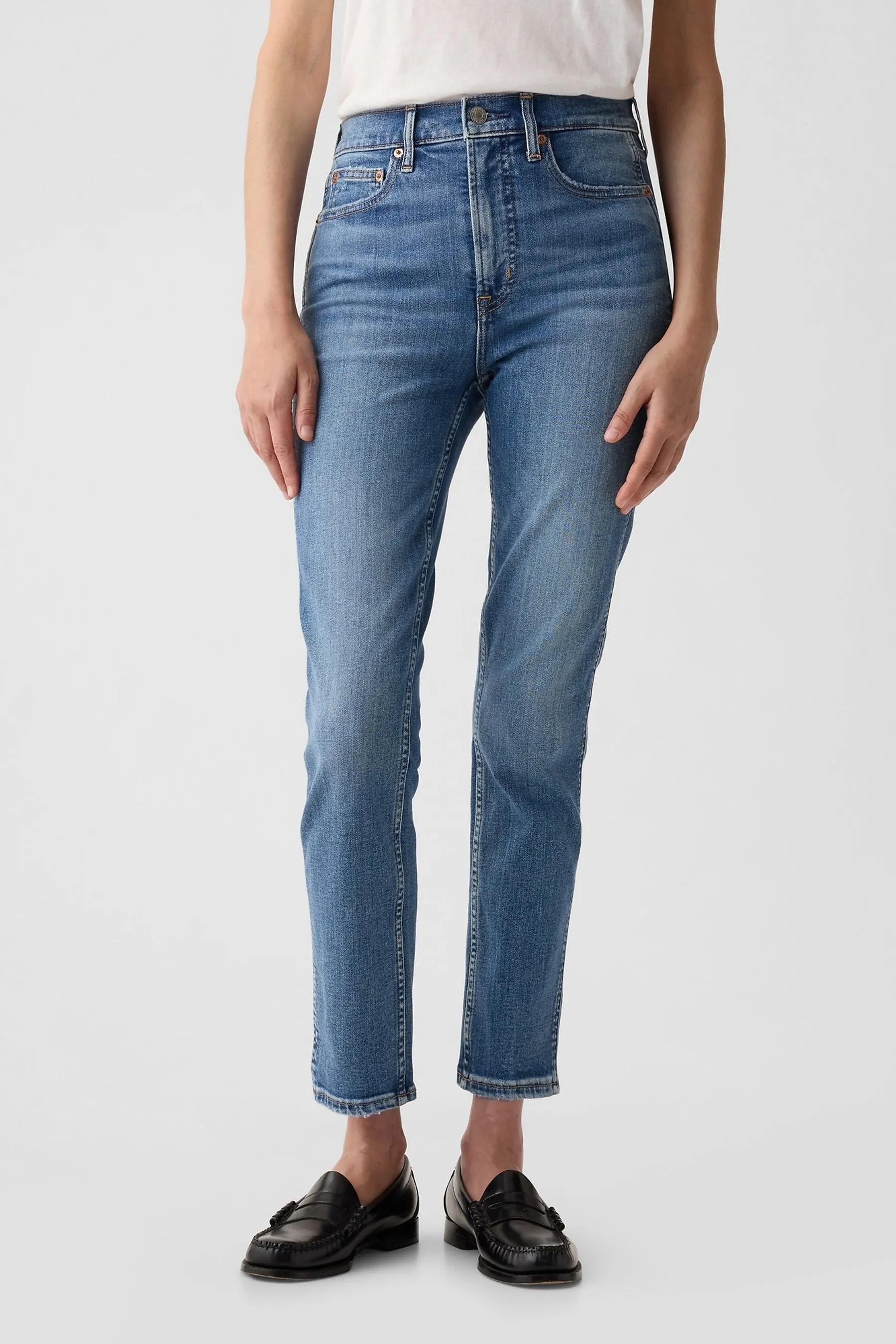Gap - Jeans a vita alta slim elasticizzata vintage
