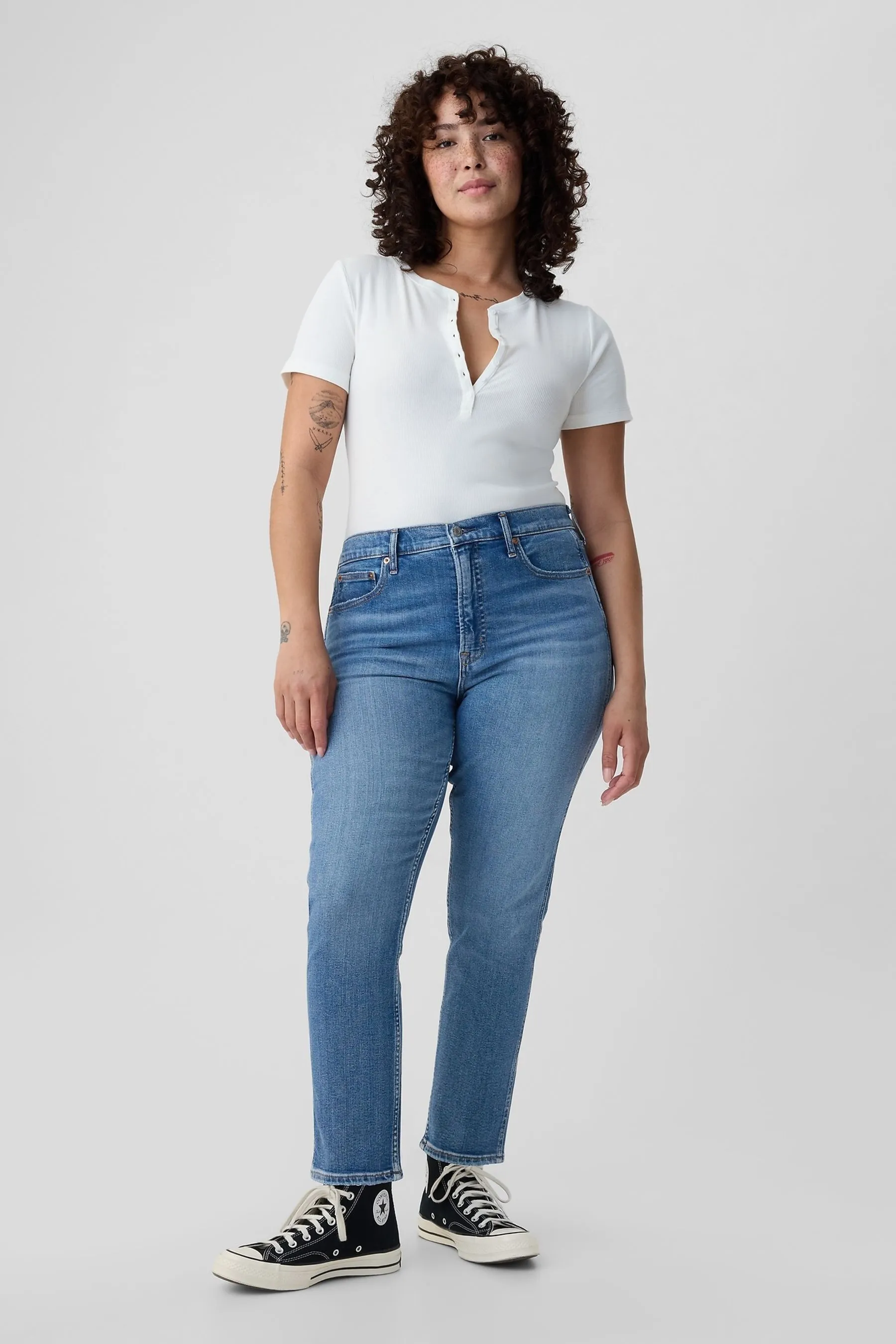 Gap - Jeans a vita alta slim elasticizzata vintage