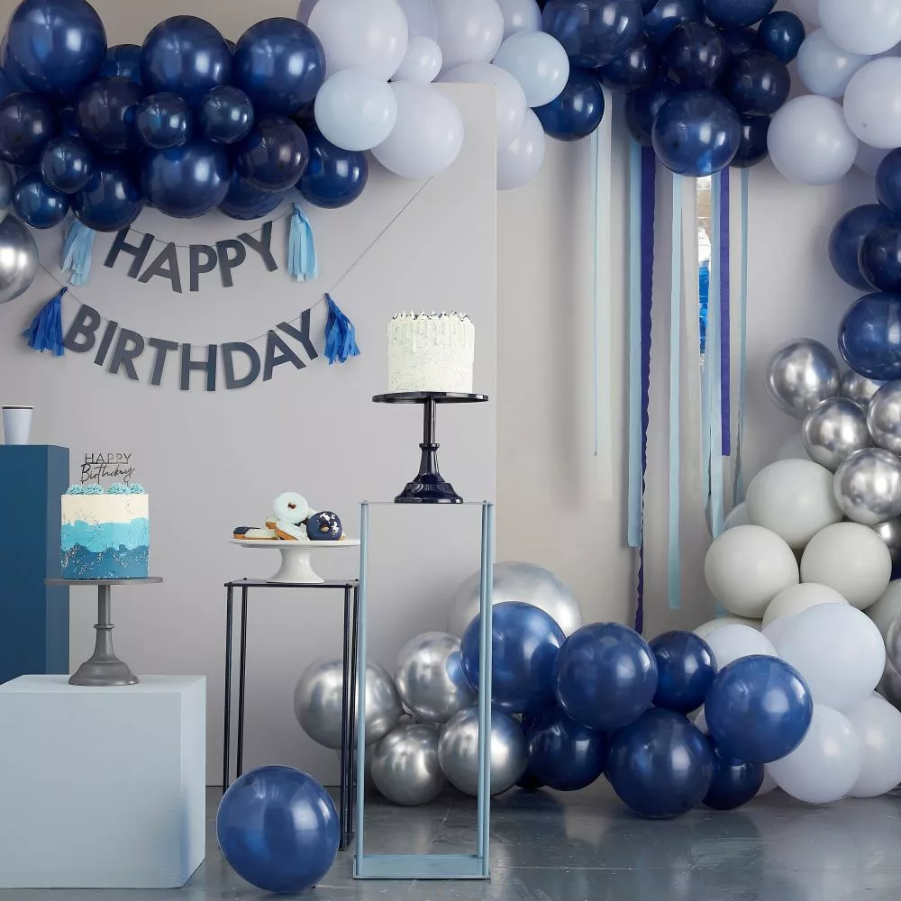 Ghirlanda blu numero 40 con palloncini