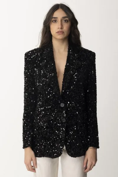 Giacca monopetto full paillettes Nero
