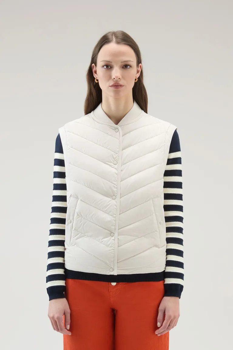 Gilet in microfibra con trapuntatura chevron                                                                                    