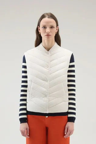 Gilet in microfibra con trapuntatura chevron                                                                                    
