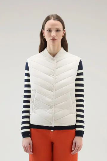 Gilet in microfibra con trapuntatura chevron                                                                                    