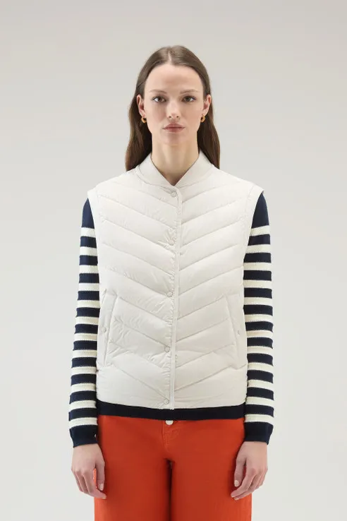 Gilet in microfibra con trapuntatura chevron                                                                                    