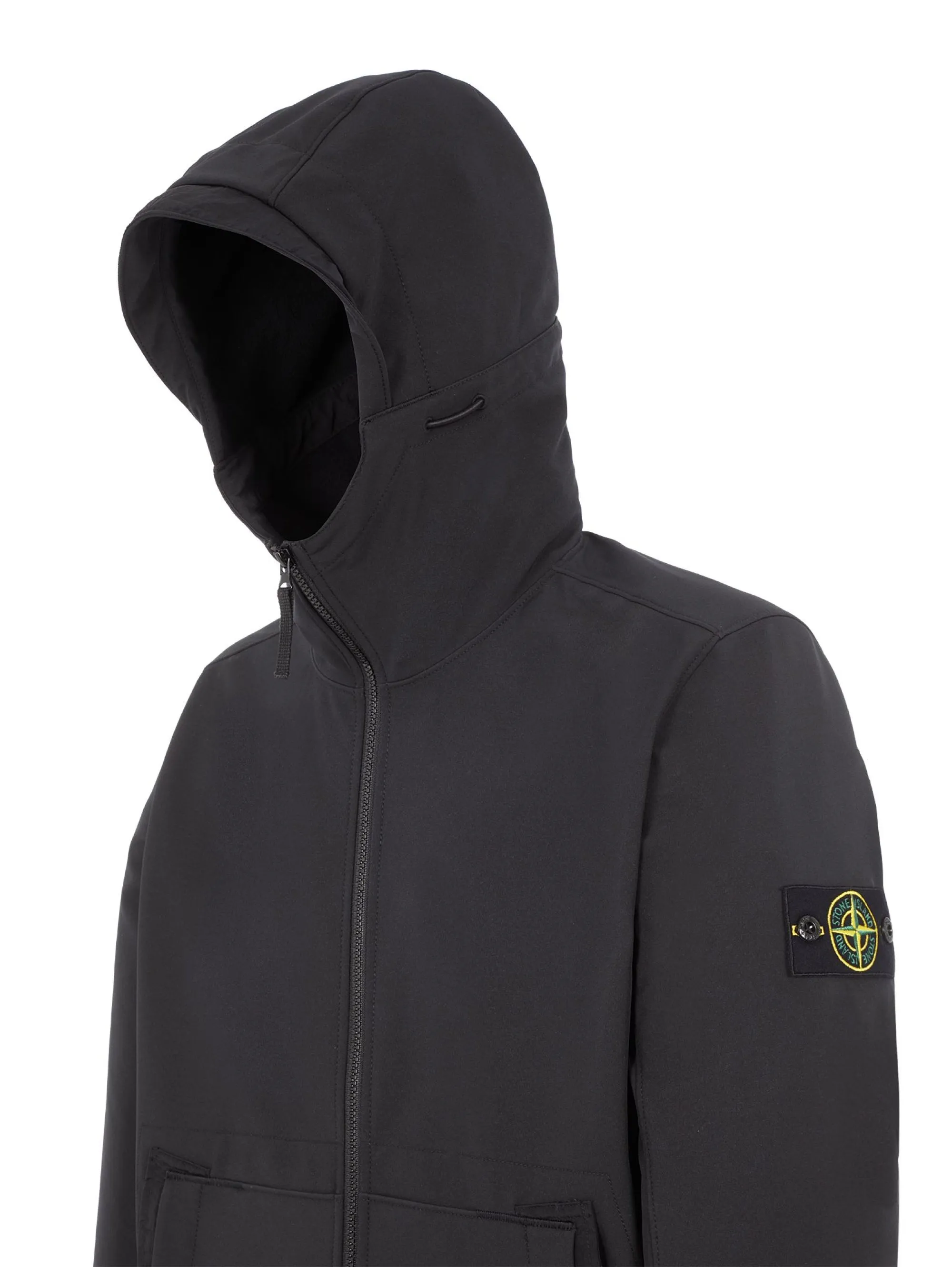 Giubbotto in Soft Shell-r con Cappuccio Nero