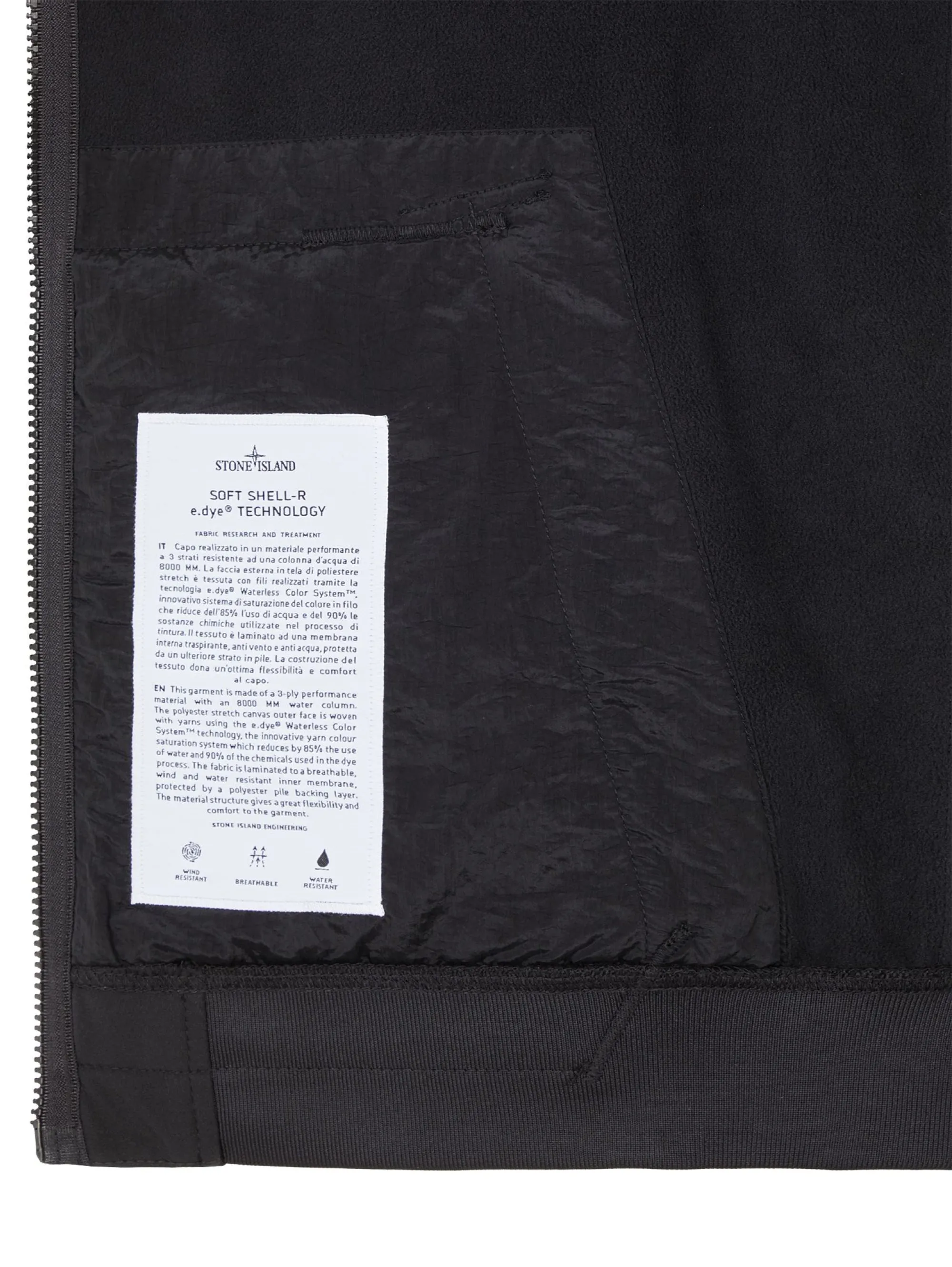 Giubbotto in Soft Shell-r con Cappuccio Nero