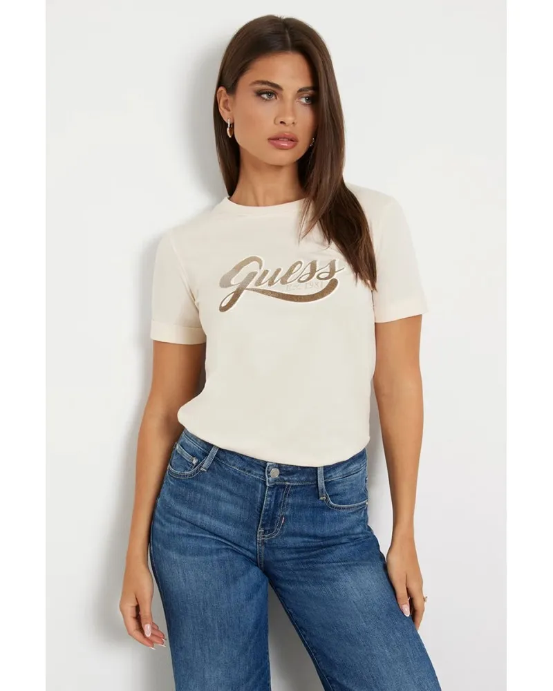 GUESS T-shirt logo scritta lurex