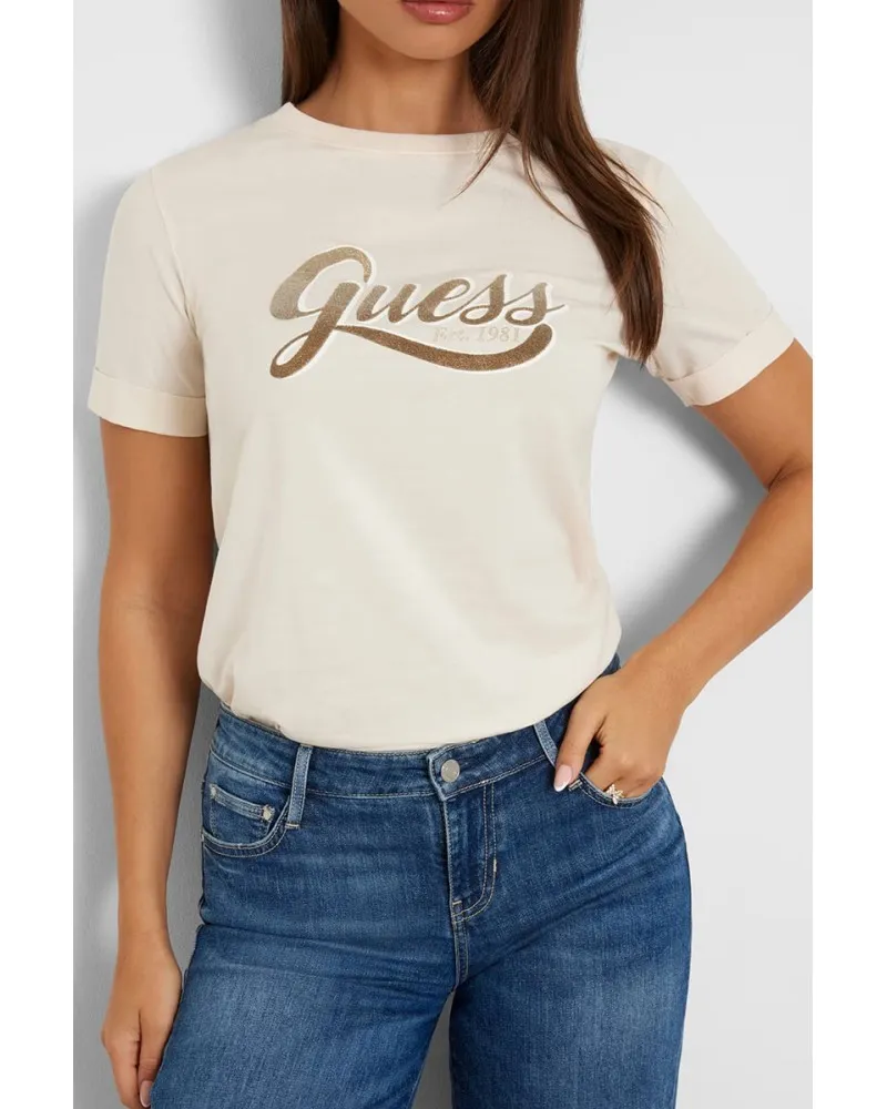 GUESS T-shirt logo scritta lurex