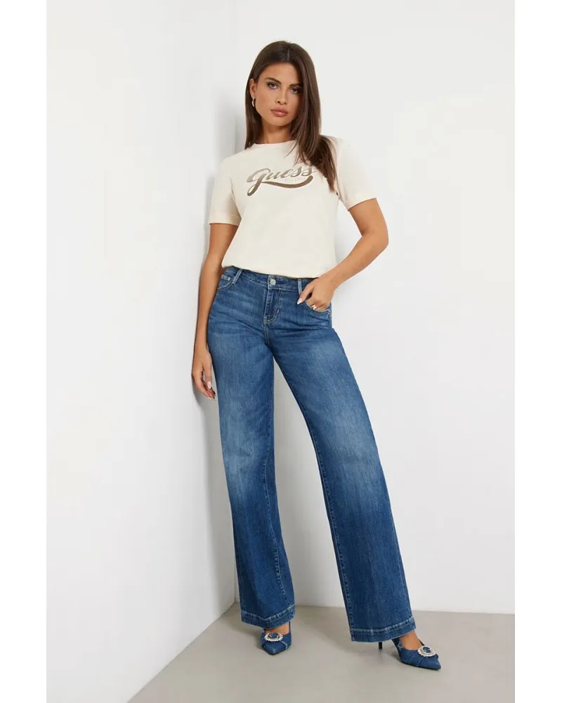 GUESS T-shirt logo scritta lurex
