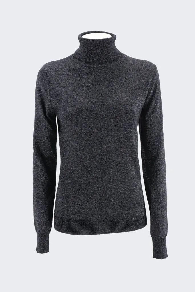 High collar in Lurex / Black