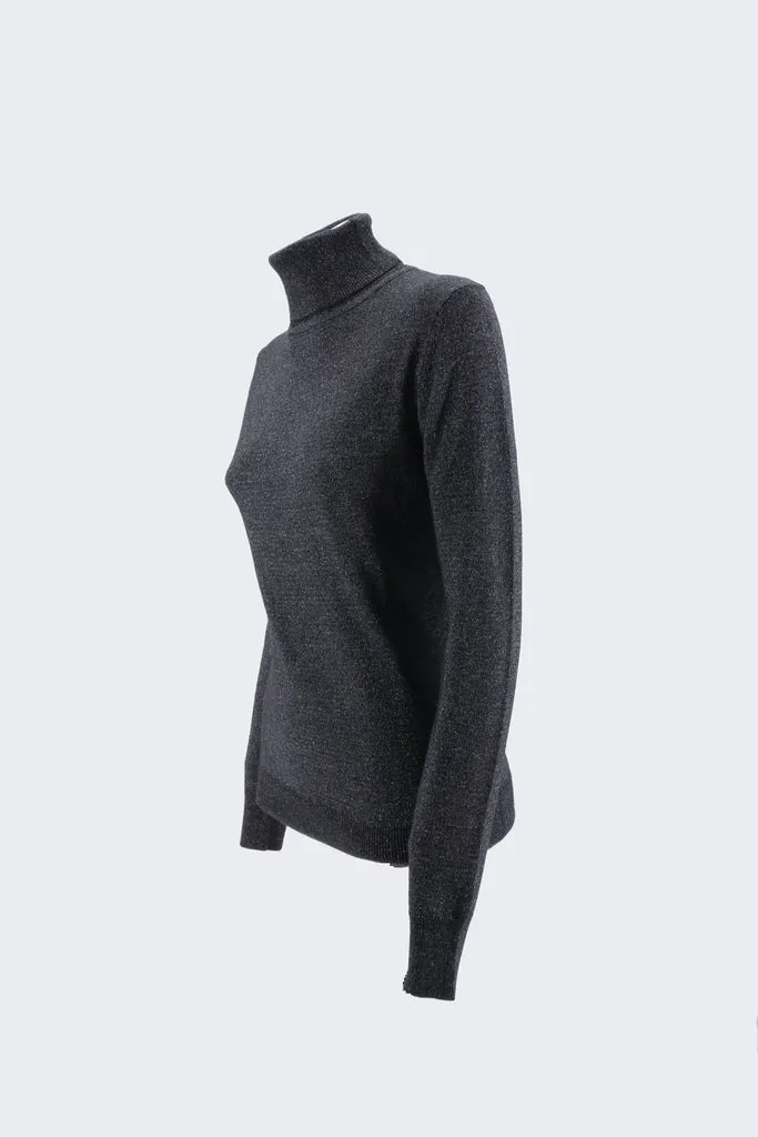 High collar in Lurex / Black