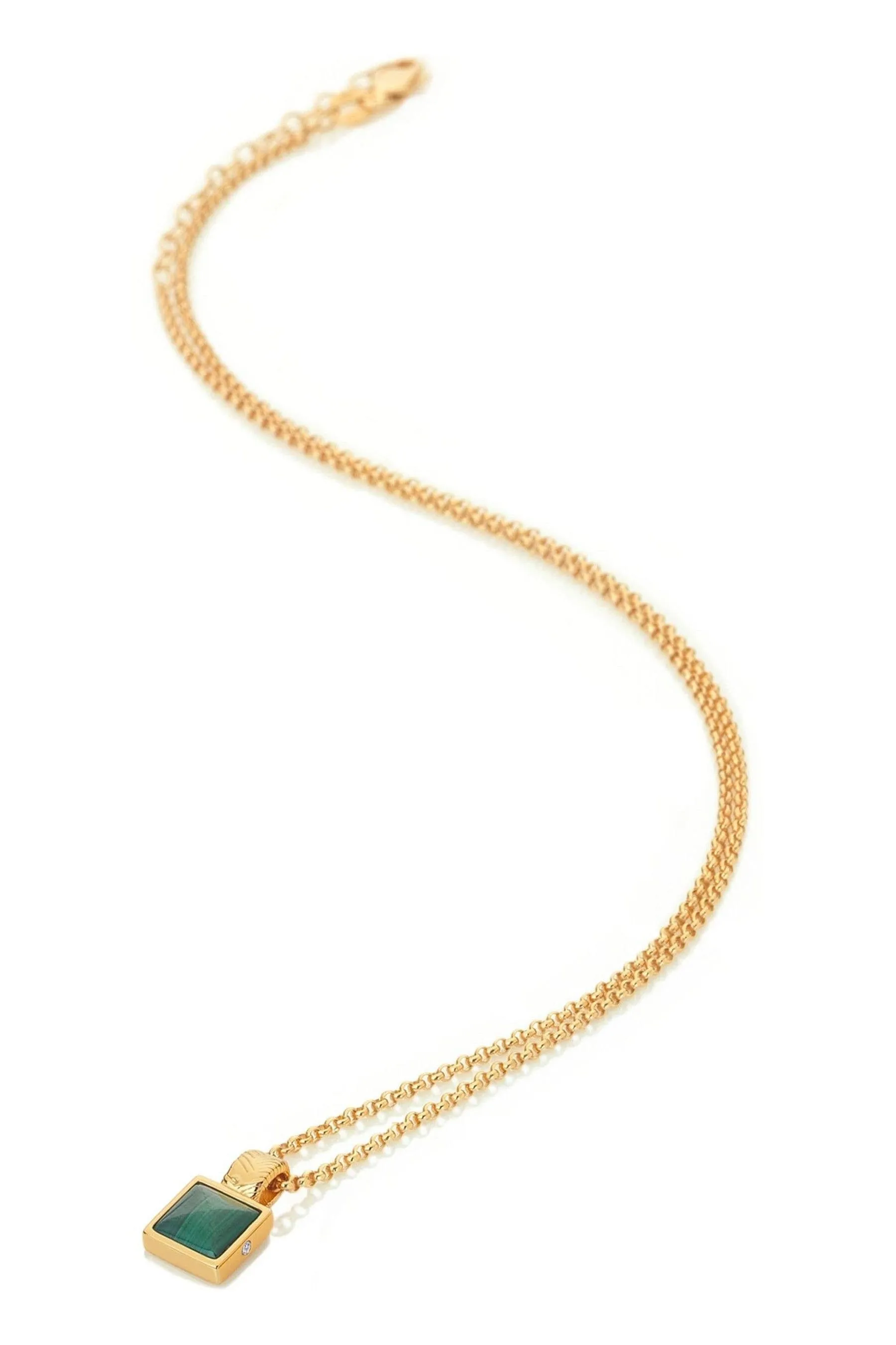 Hot Diamonds X Jac Jossa - Oro - Collana con ciondolo quadrato di Malachite