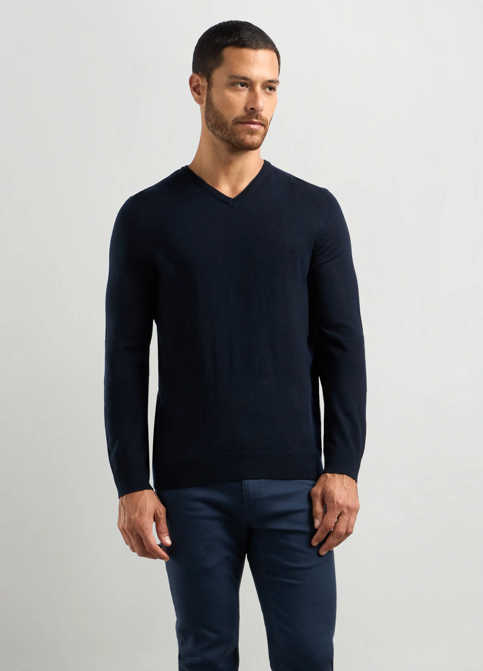 J. HART & BROS  Maglione collo a V maglia rasata uomo