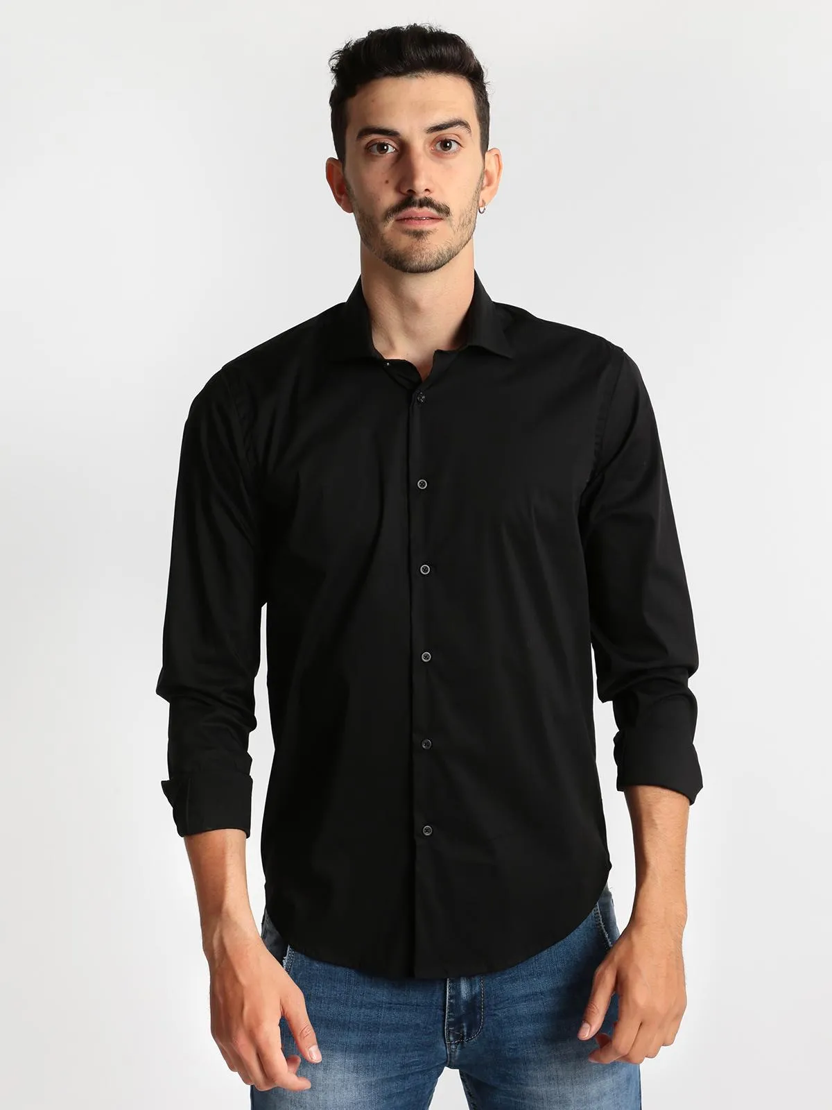 J.E. Mc Collum Chemise noire à manches longues  coupe classique