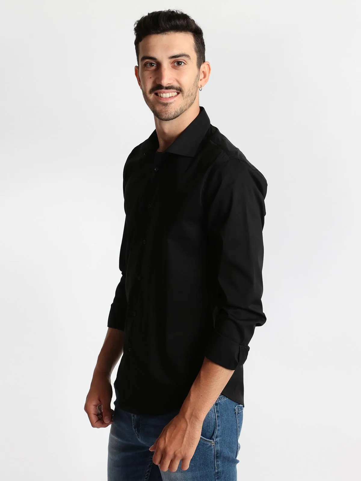 J.E. Mc Collum Chemise noire à manches longues  coupe classique