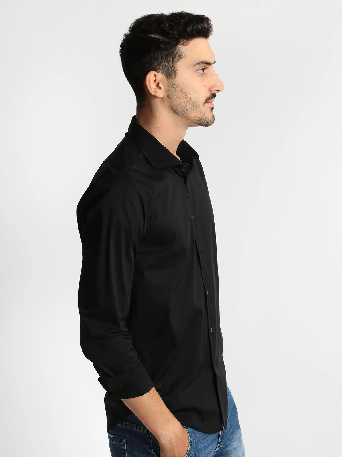 J.E. Mc Collum Chemise noire à manches longues  coupe classique