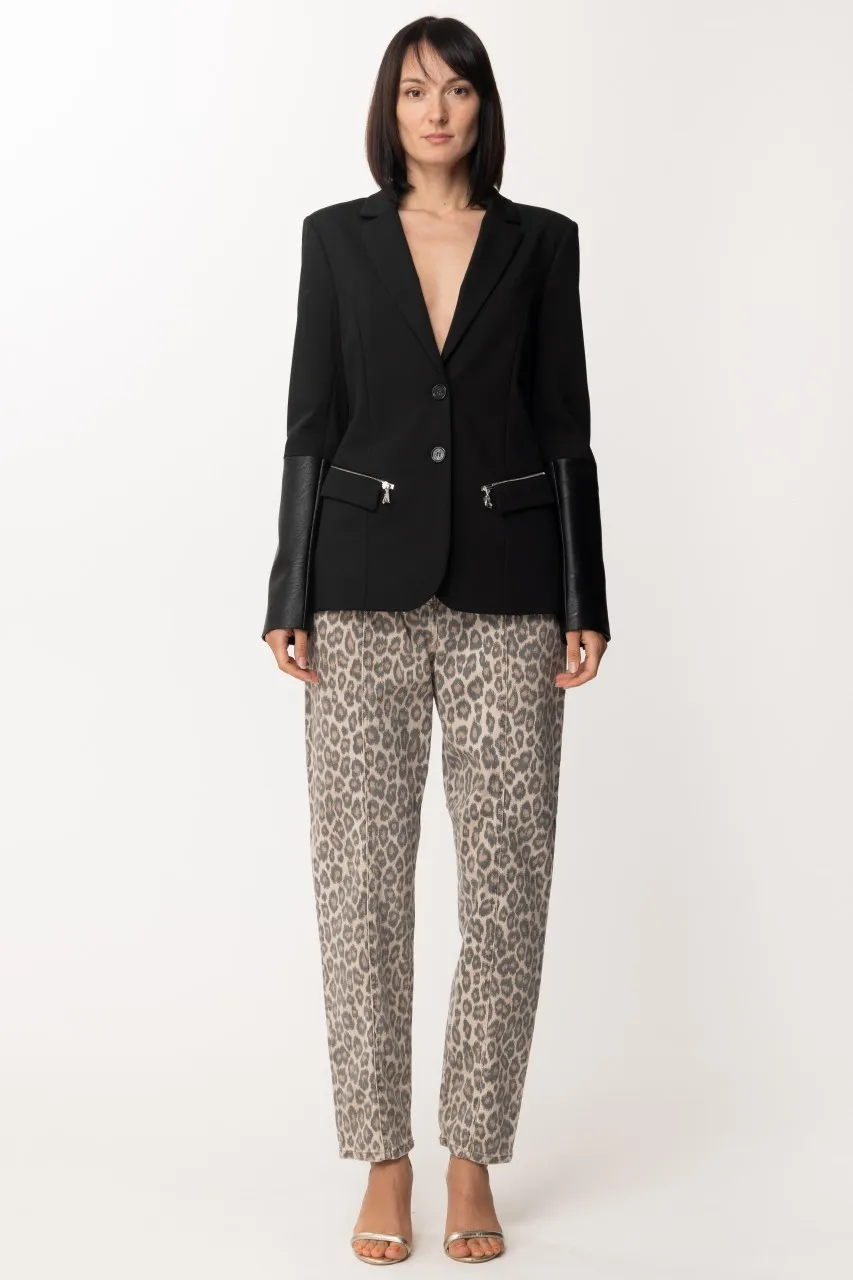 Jeans a vita alta maculato ANIMALIER PRINT NOCE/TABACCO