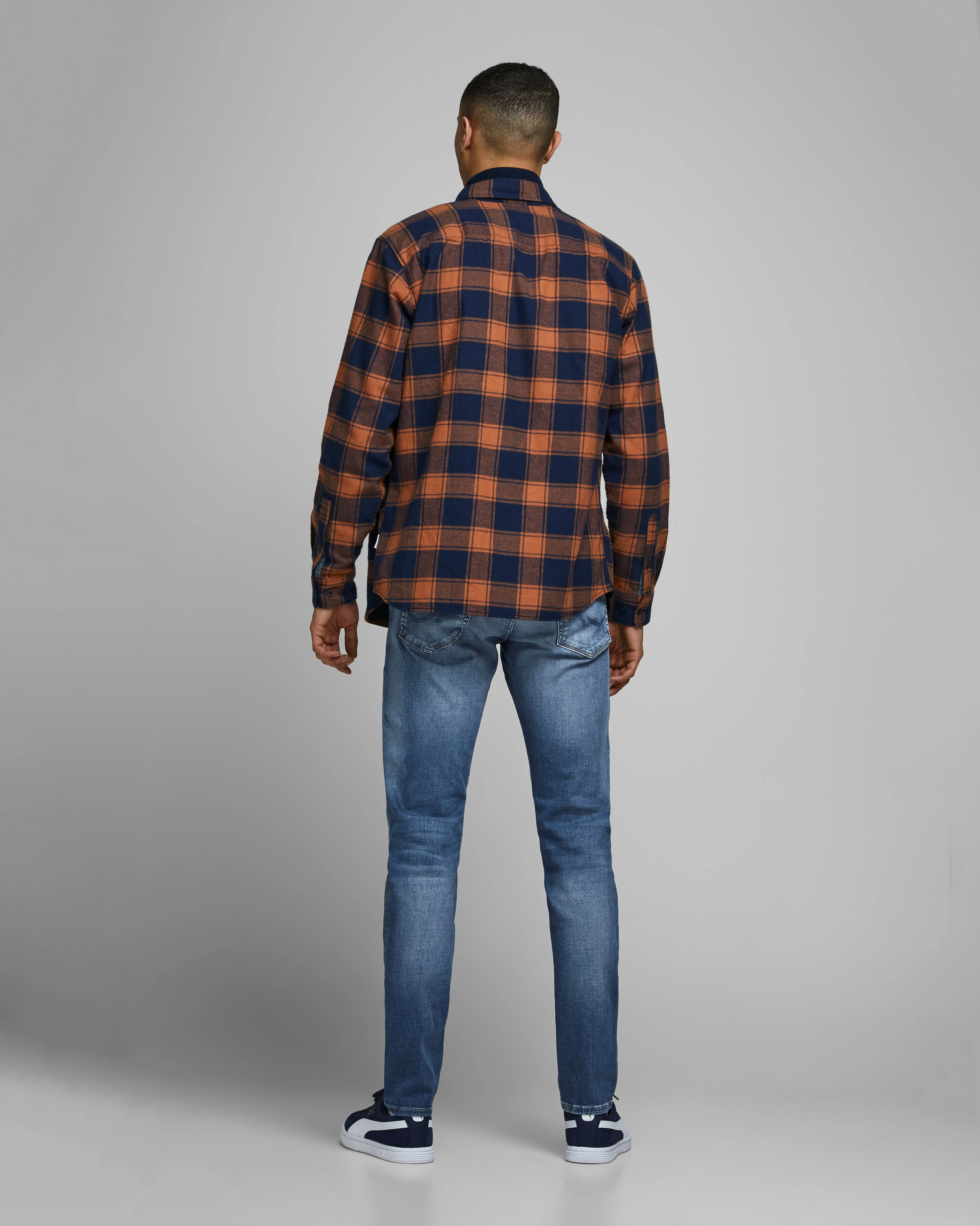 Jeans Glenn slim fit in cotone stretch lavaggio scuro stone washed