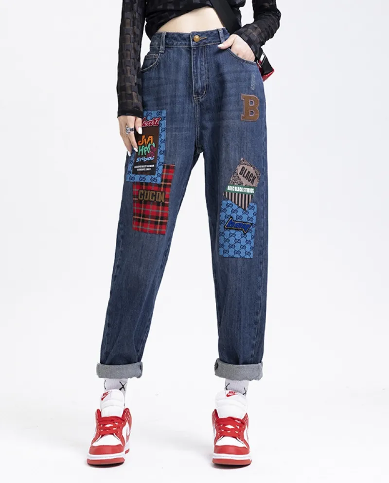 Jeans Harem da donna nuovi pantaloni dritti allentati retrò