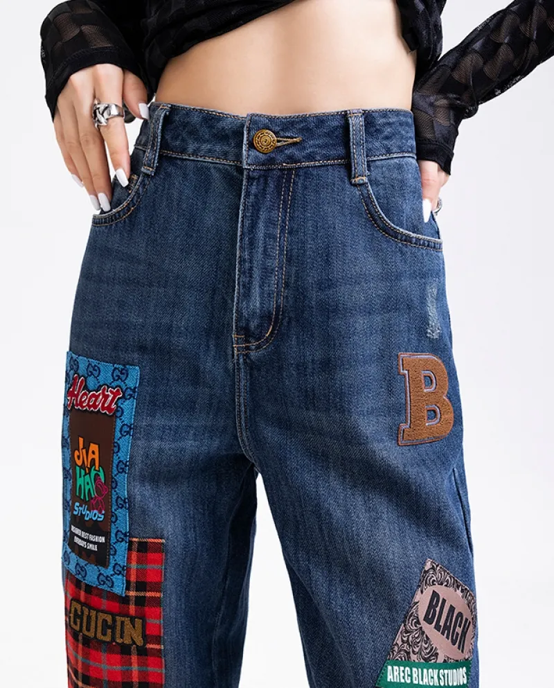 Jeans Harem da donna nuovi pantaloni dritti allentati retrò