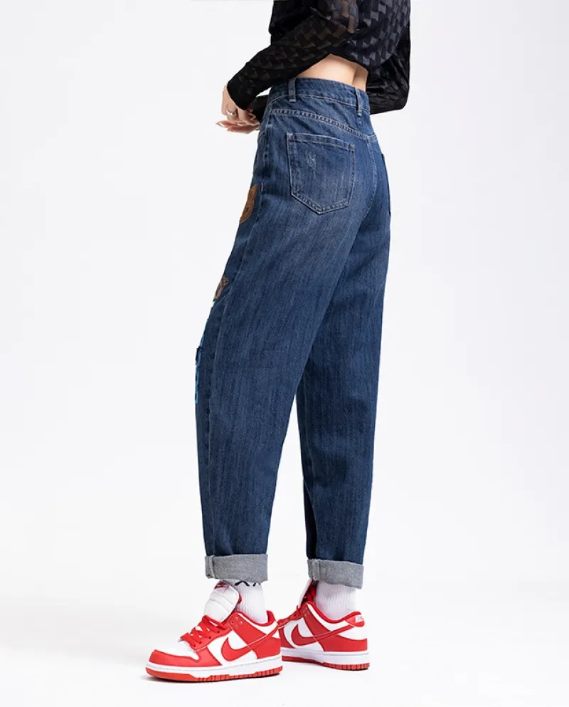 Jeans Harem da donna nuovi pantaloni dritti allentati retrò