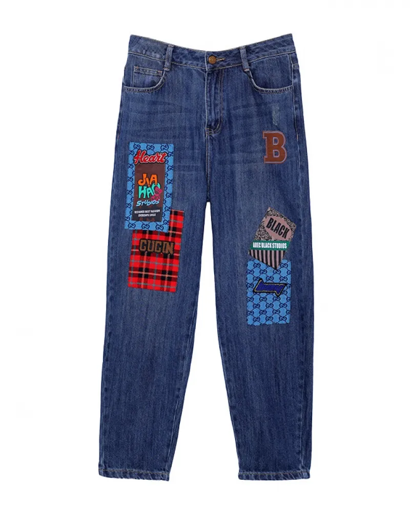 Jeans Harem da donna nuovi pantaloni dritti allentati retrò