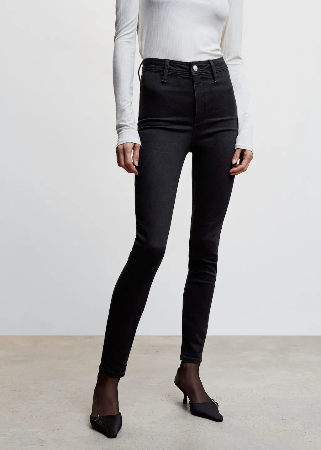 Jeggings di cotone a vita alta