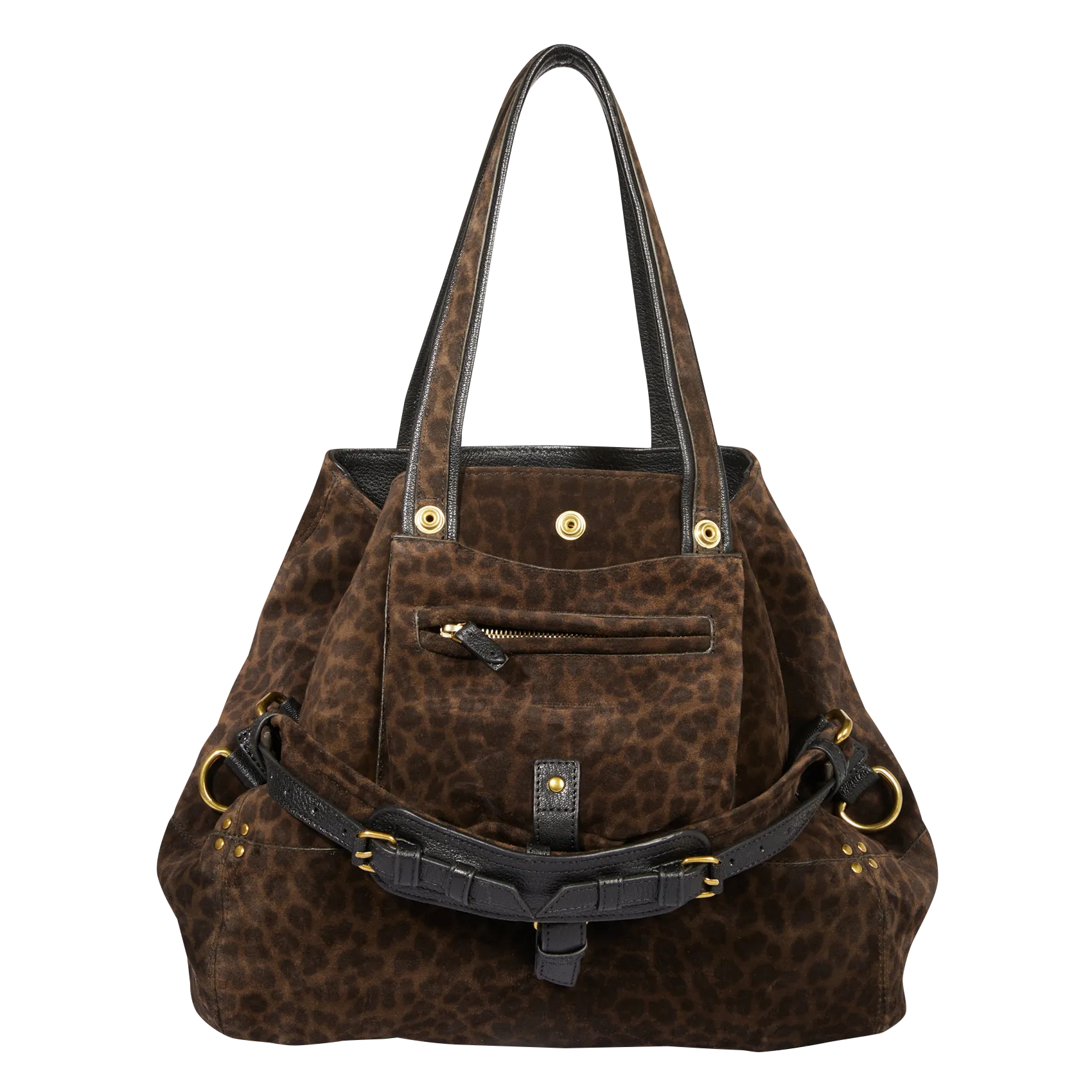  JEROME DREYFUSS   BILLY M - Shopping bag a spalla in pelle con stampa leopardata | Kaki