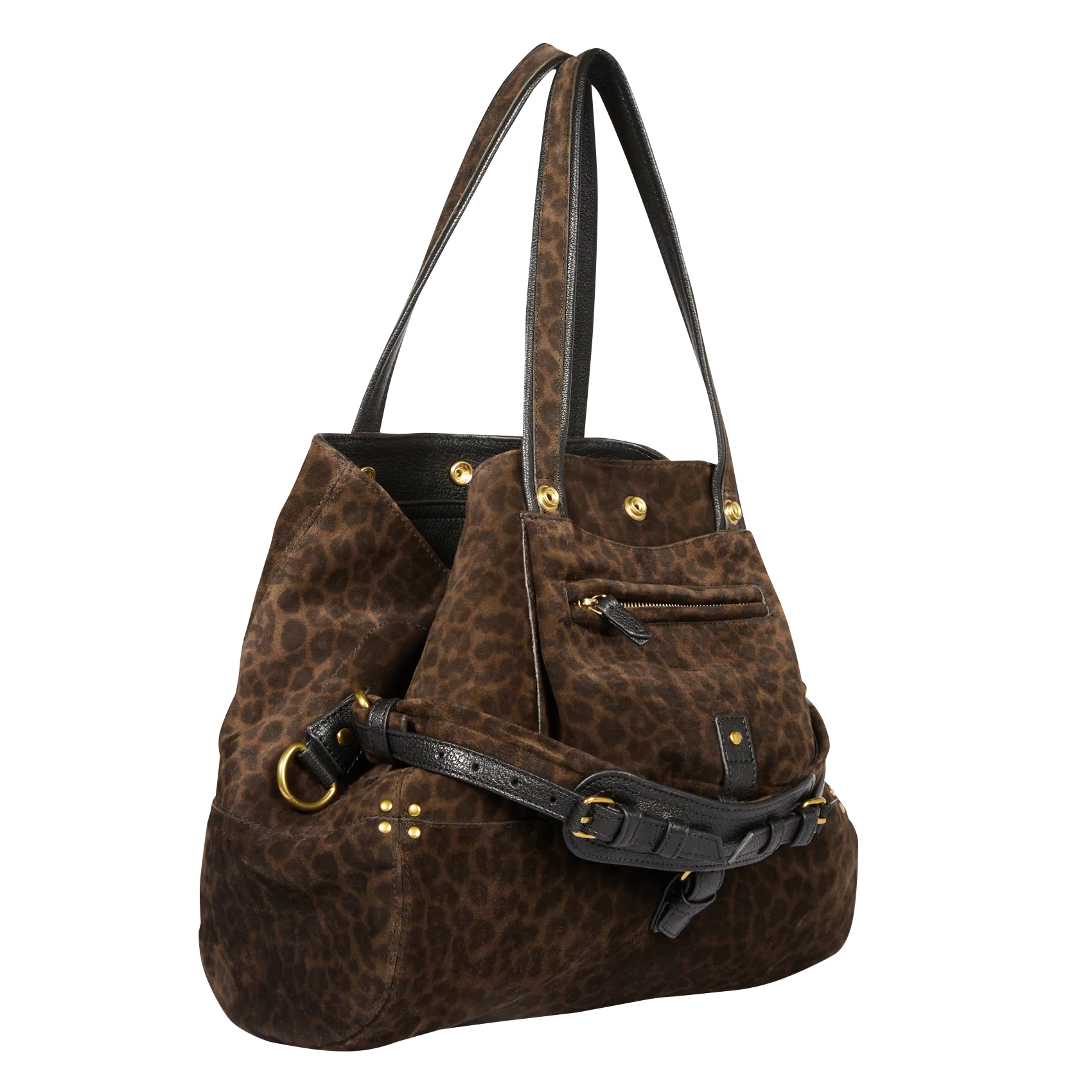  JEROME DREYFUSS   BILLY M - Shopping bag a spalla in pelle con stampa leopardata | Kaki