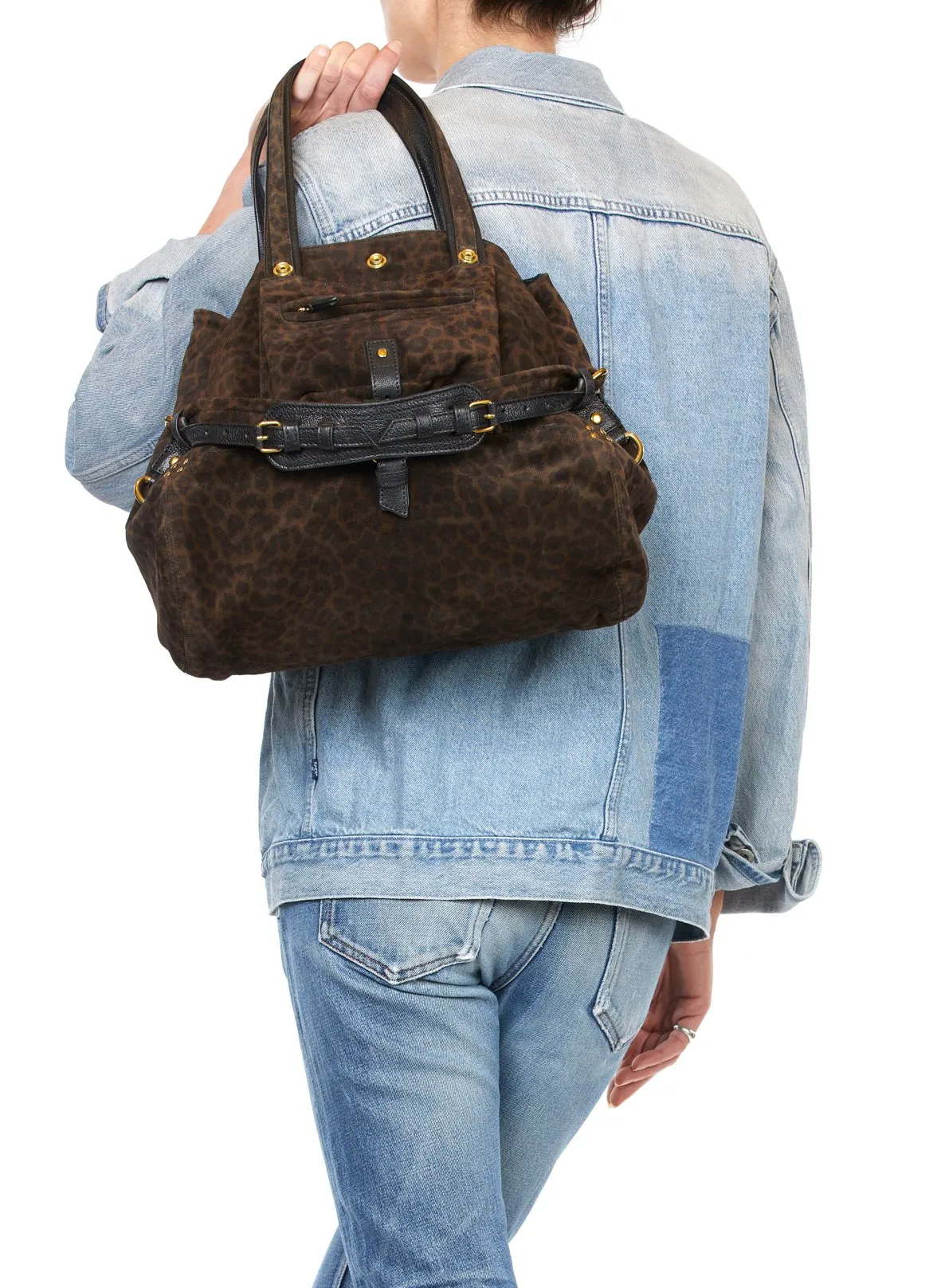  JEROME DREYFUSS   BILLY M - Shopping bag a spalla in pelle con stampa leopardata | Kaki