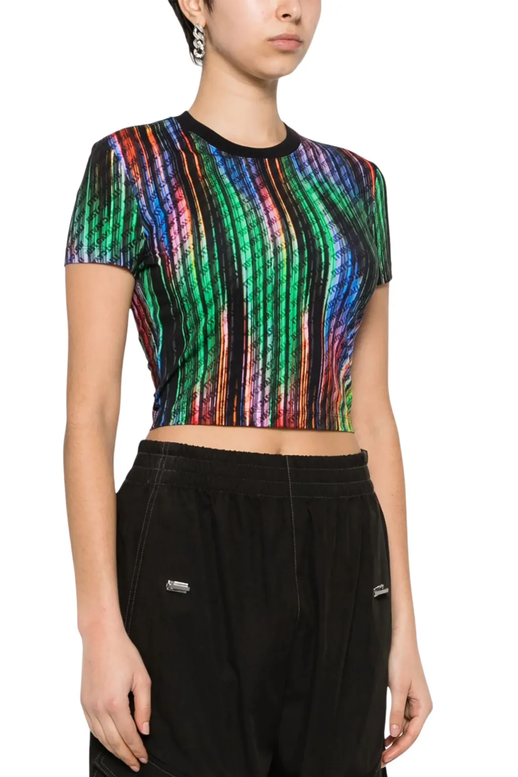 JUST CAVALLI T-SHIRT CROP MULTICOLOR AHE02