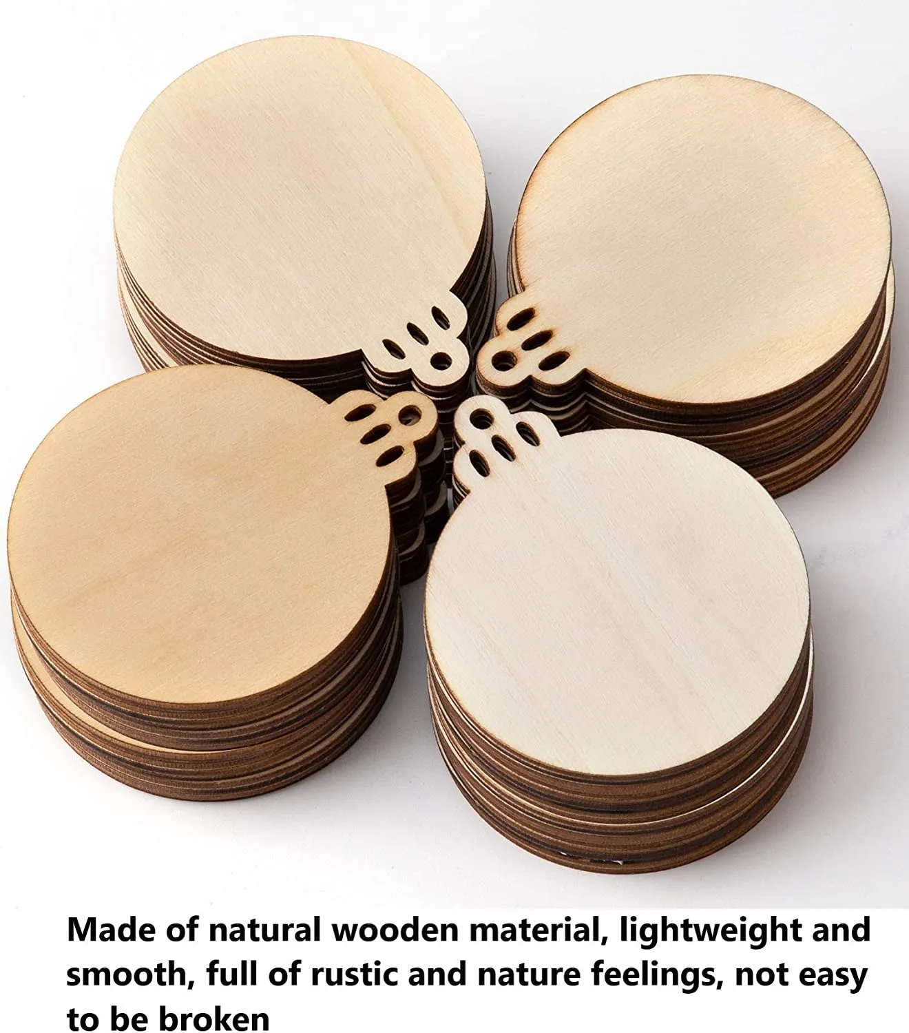 KAHEIGN 60 Pz Ornamenti Natalizi in Legno, Forma Rotonda della Lanterna Ornamenti di Legno della Fetta per La Decorazione del Pe