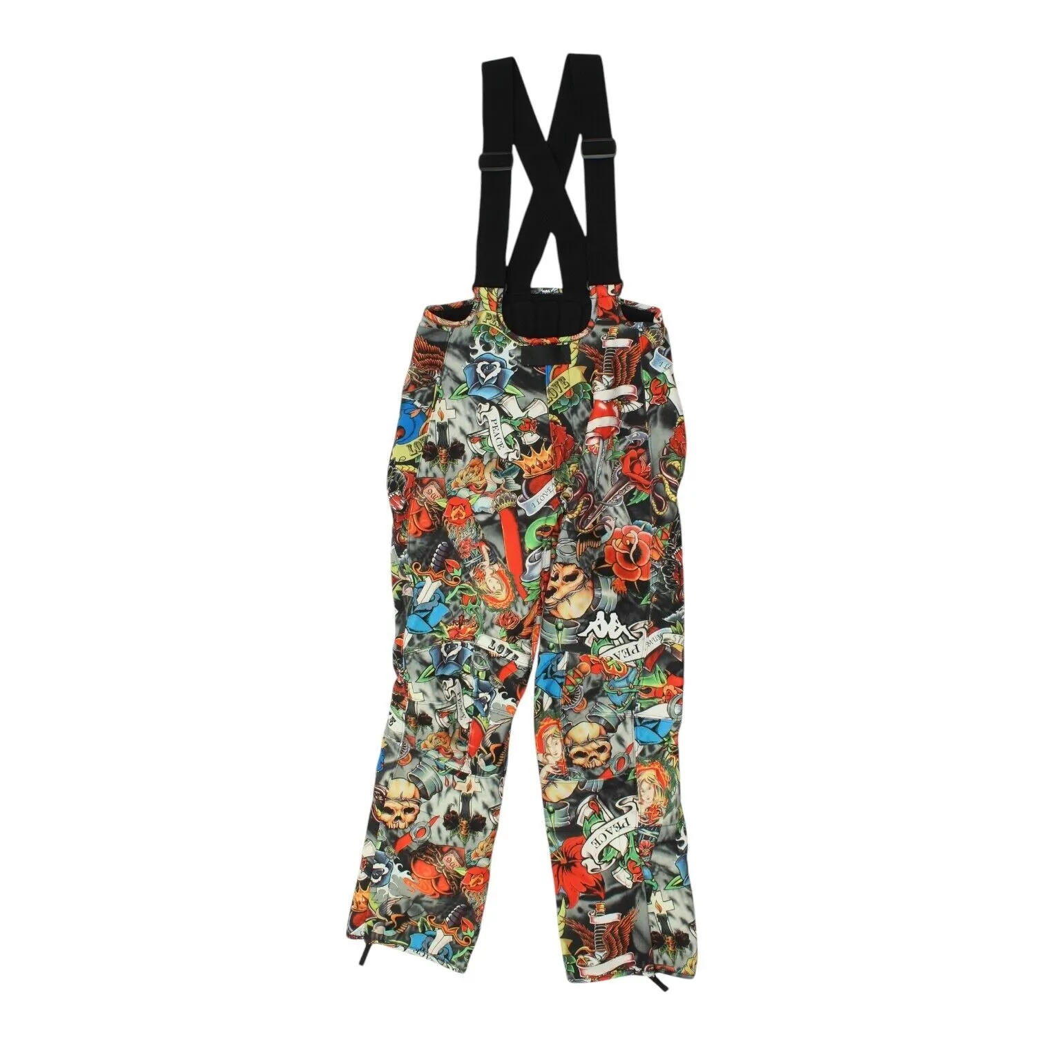 Kappa Mens Colourful Tattoo Art Ski Salopettes | Vintage Winter Snow Pants