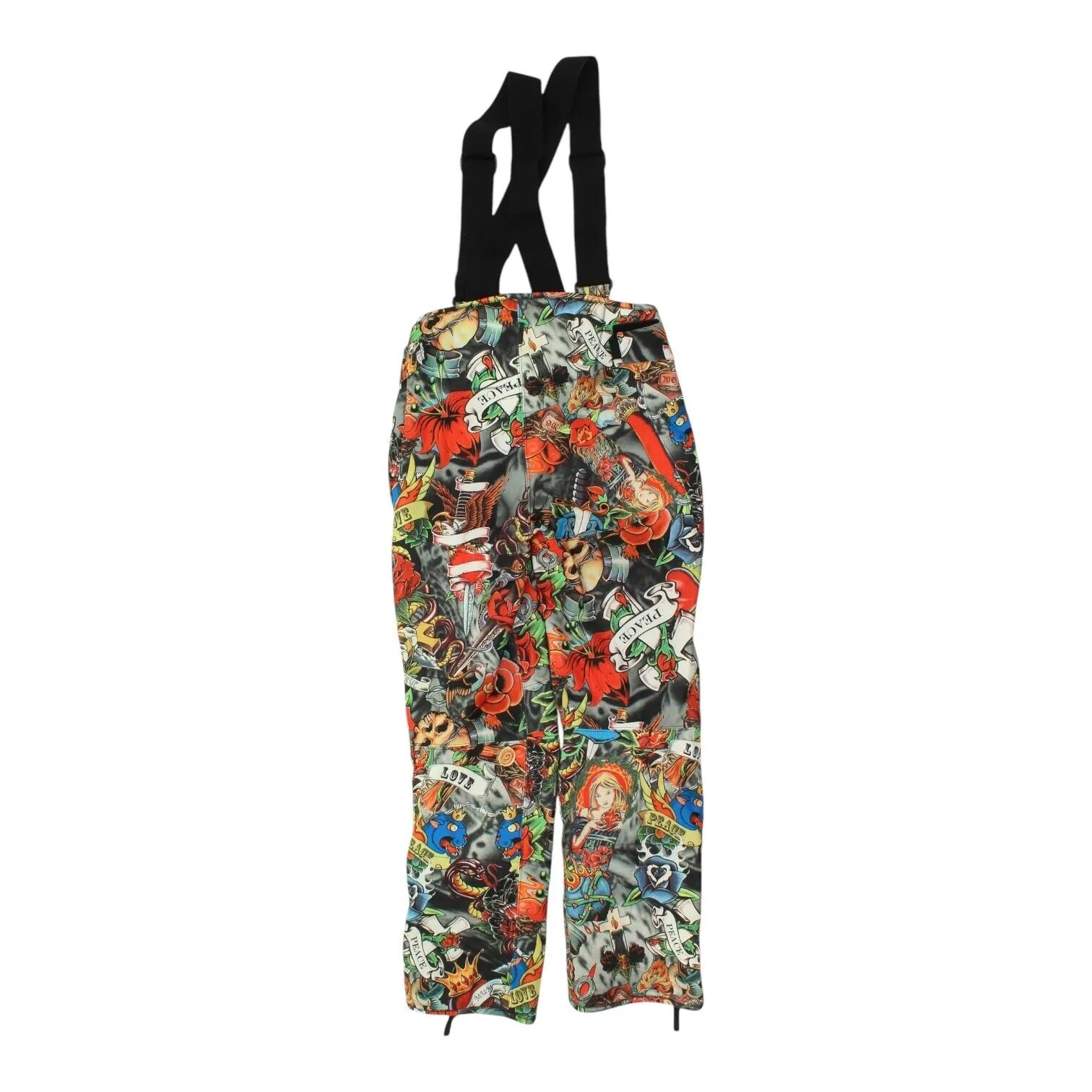 Kappa Mens Colourful Tattoo Art Ski Salopettes | Vintage Winter Snow Pants