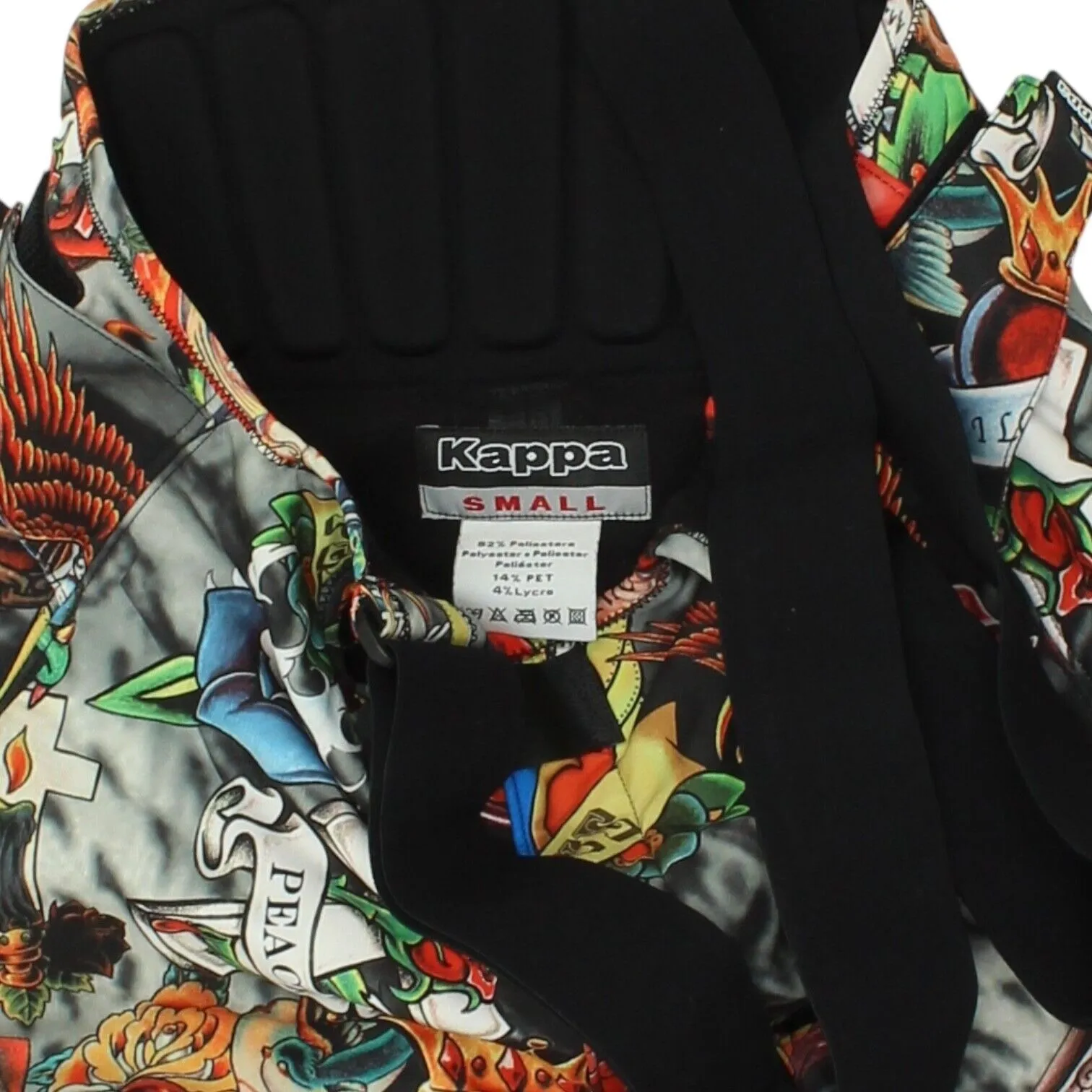 Kappa Mens Colourful Tattoo Art Ski Salopettes | Vintage Winter Snow Pants