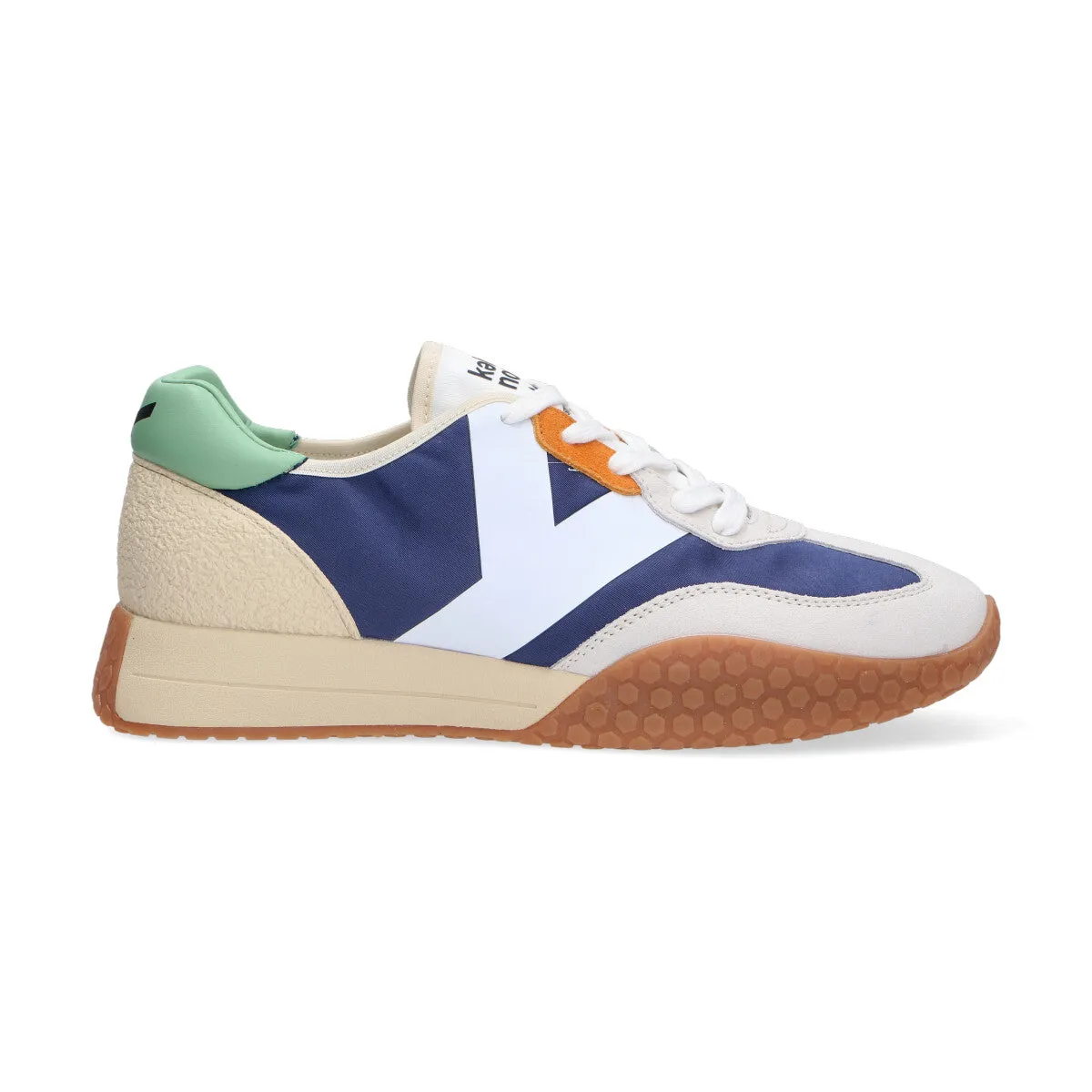 Keh-noo sneaker camoscio nylon blu beige menta