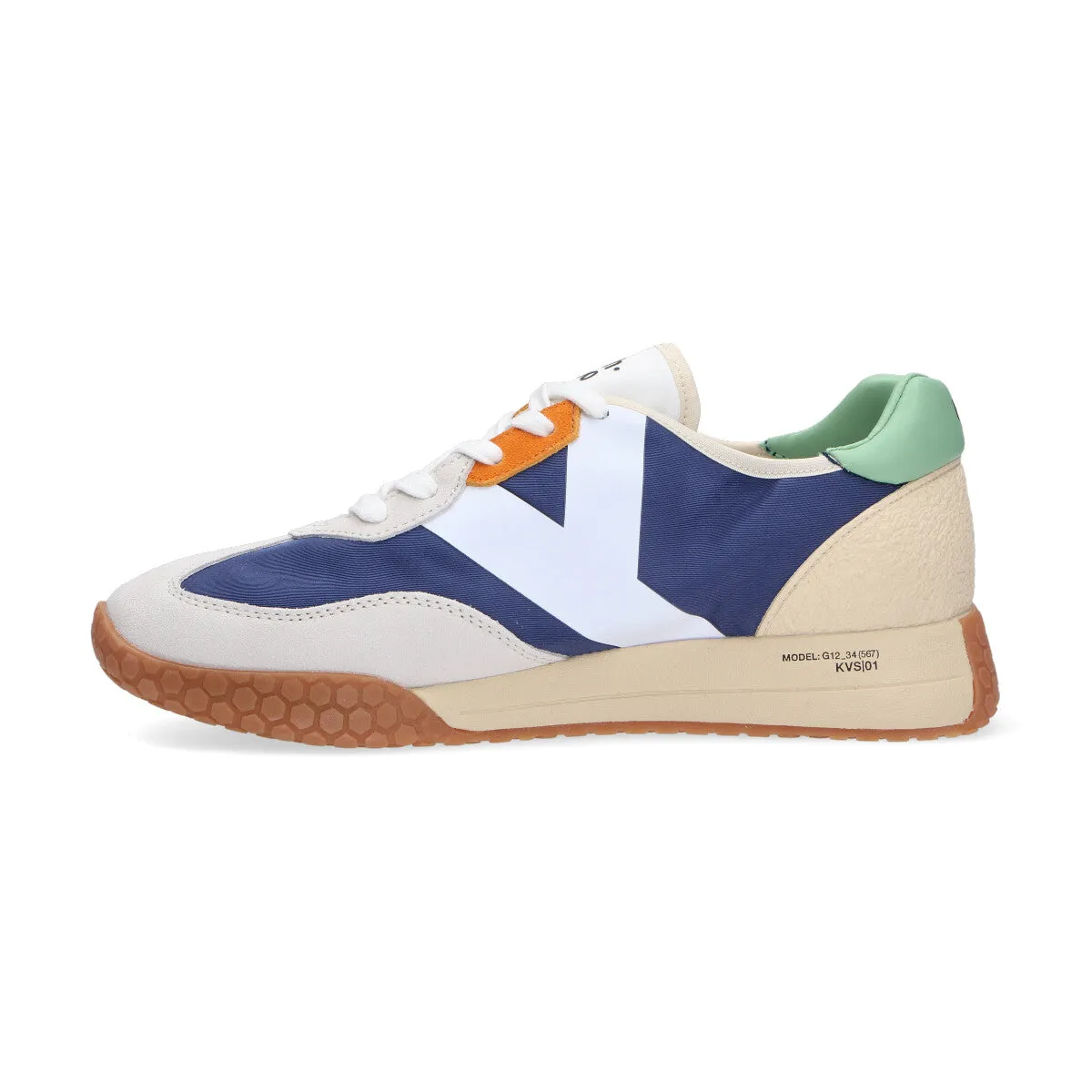 Keh-noo sneaker camoscio nylon blu beige menta