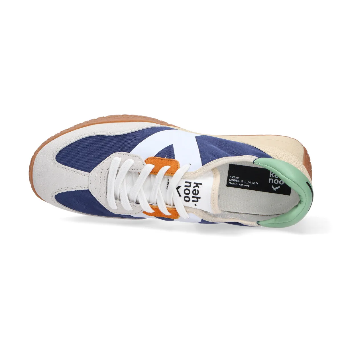 Keh-noo sneaker camoscio nylon blu beige menta