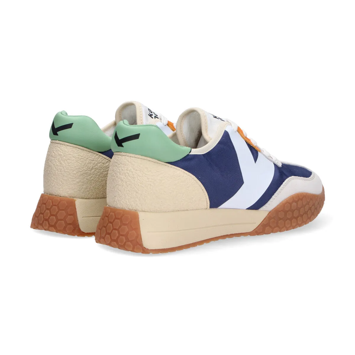 Keh-noo sneaker camoscio nylon blu beige menta
