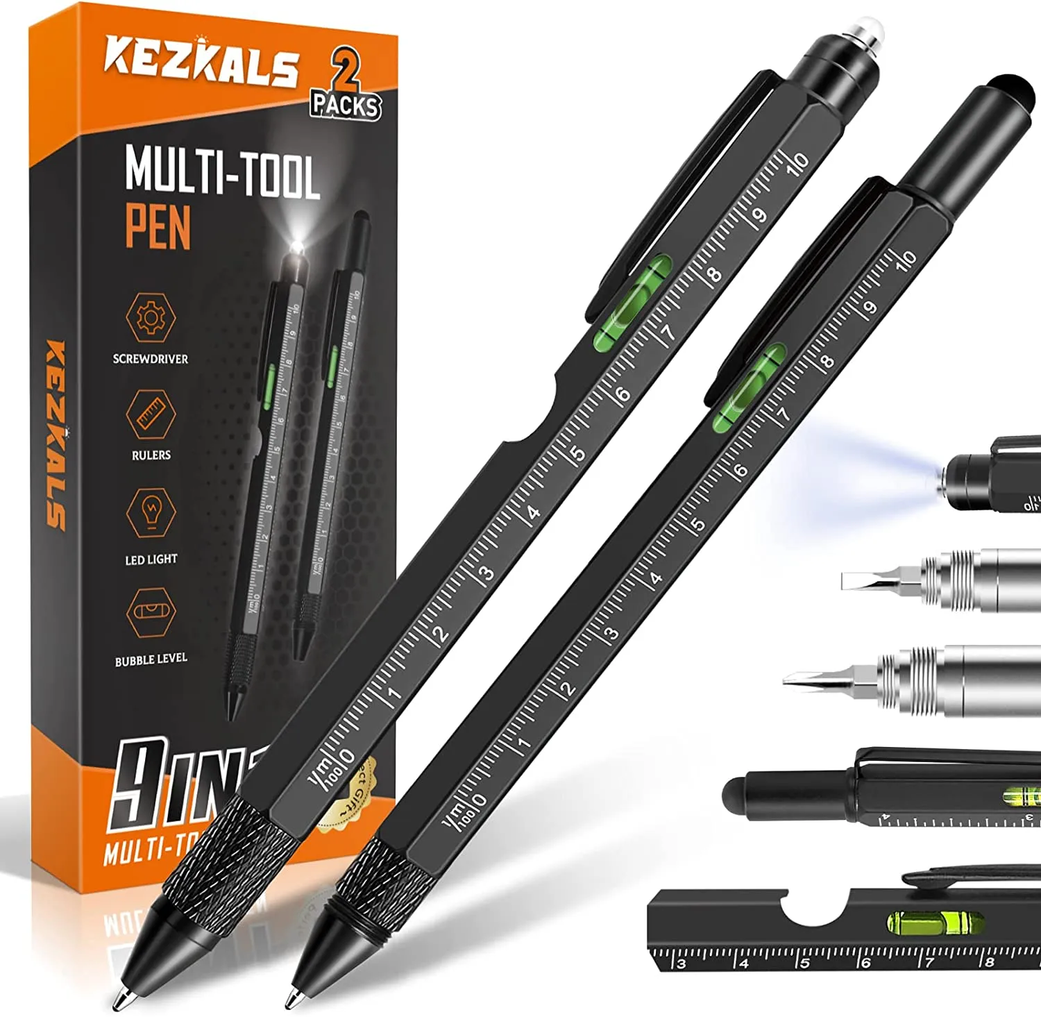 KEZKALS Penna Multifunzione 9 IN 1 Regalo Uomo, Regali Natale Uomo Originali, Idee Regalo Uomo Natale Originale, Idee Regalo Uom