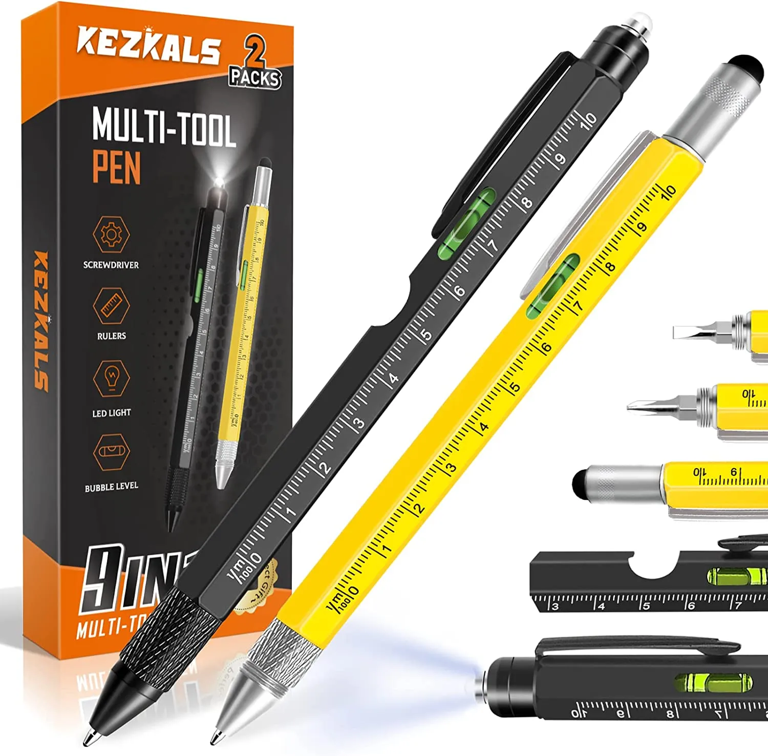 KEZKALS Penna Multifunzione 9 IN 1 Regalo Uomo, Regali Natale Uomo Originali, Idee Regalo Uomo Natale Originale, Idee Regalo Uom