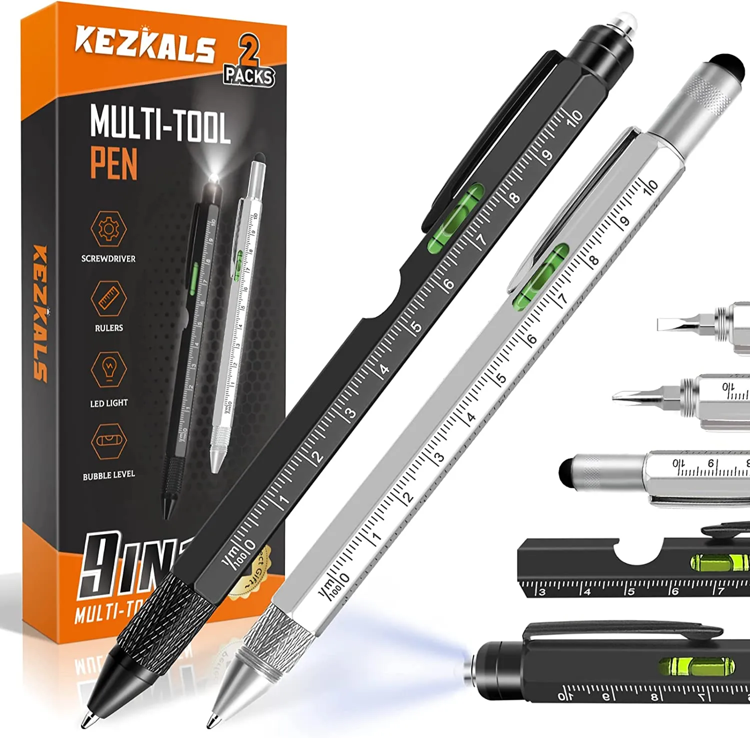 KEZKALS Penna Multifunzione 9 IN 1 Regalo Uomo, Regali Natale Uomo Originali, Idee Regalo Uomo Natale Originale, Idee Regalo Uom