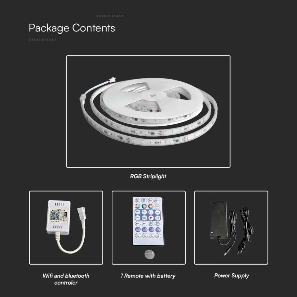 Kit Striscia Led 24V RGB IP65 13W/mt SMD5050 5m Magic Home Pro V-TAC 23146