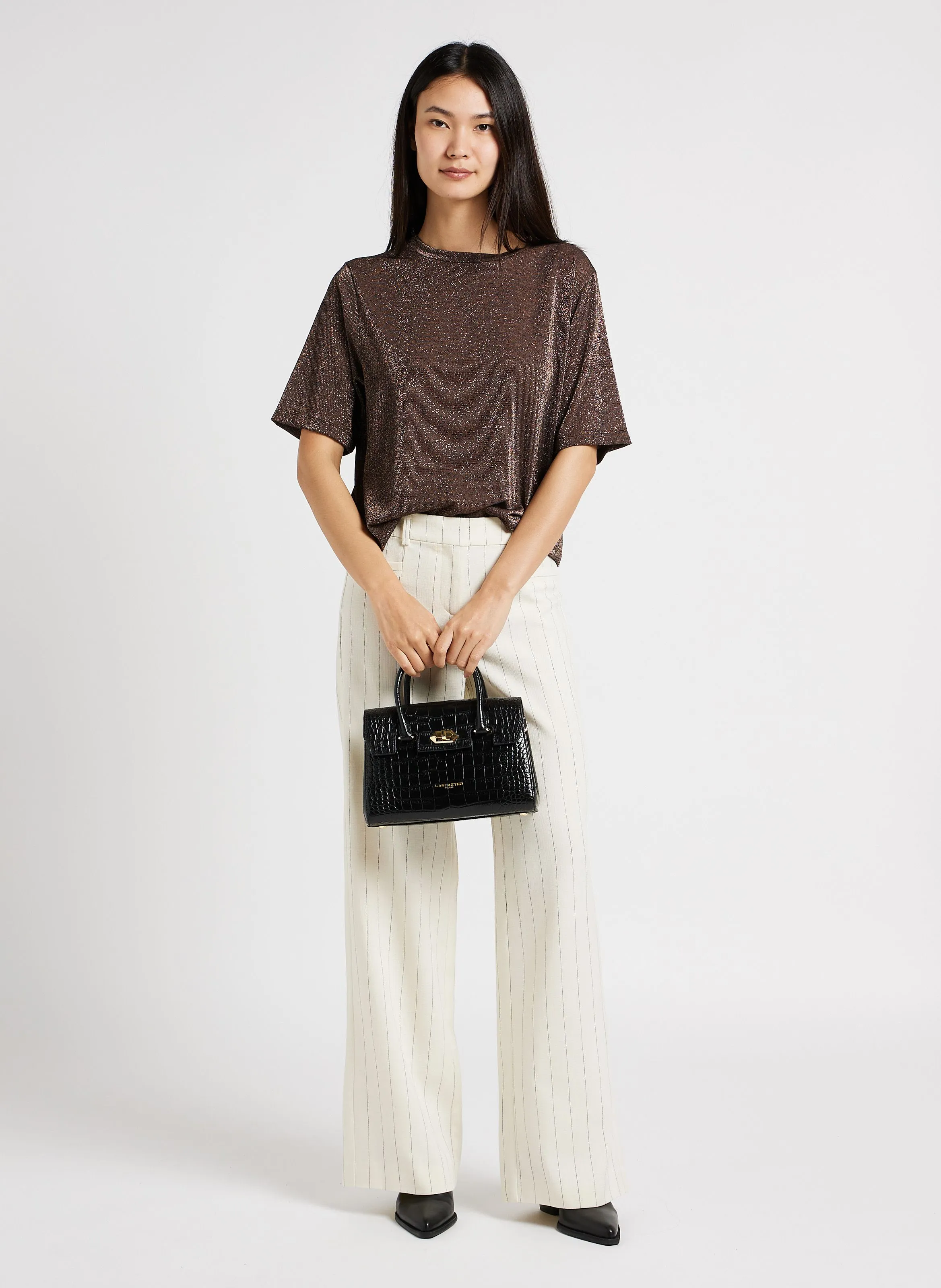  LANCASTER PARIS   EXO - Borsa tote in pelle stampata cocco | Nero