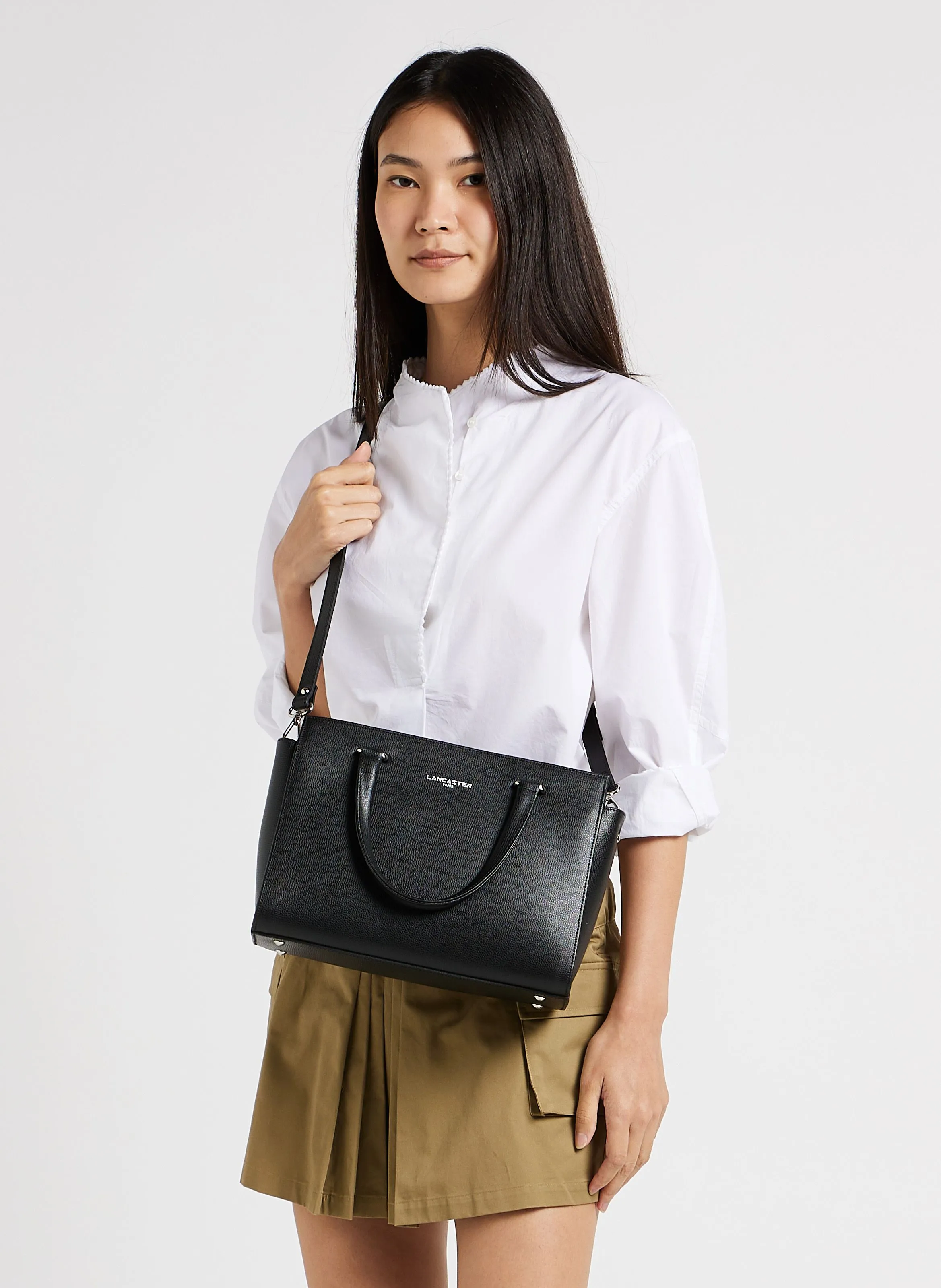  LANCASTER PARIS   SIERRA - Borsa shopper in pelle granaia | Nero