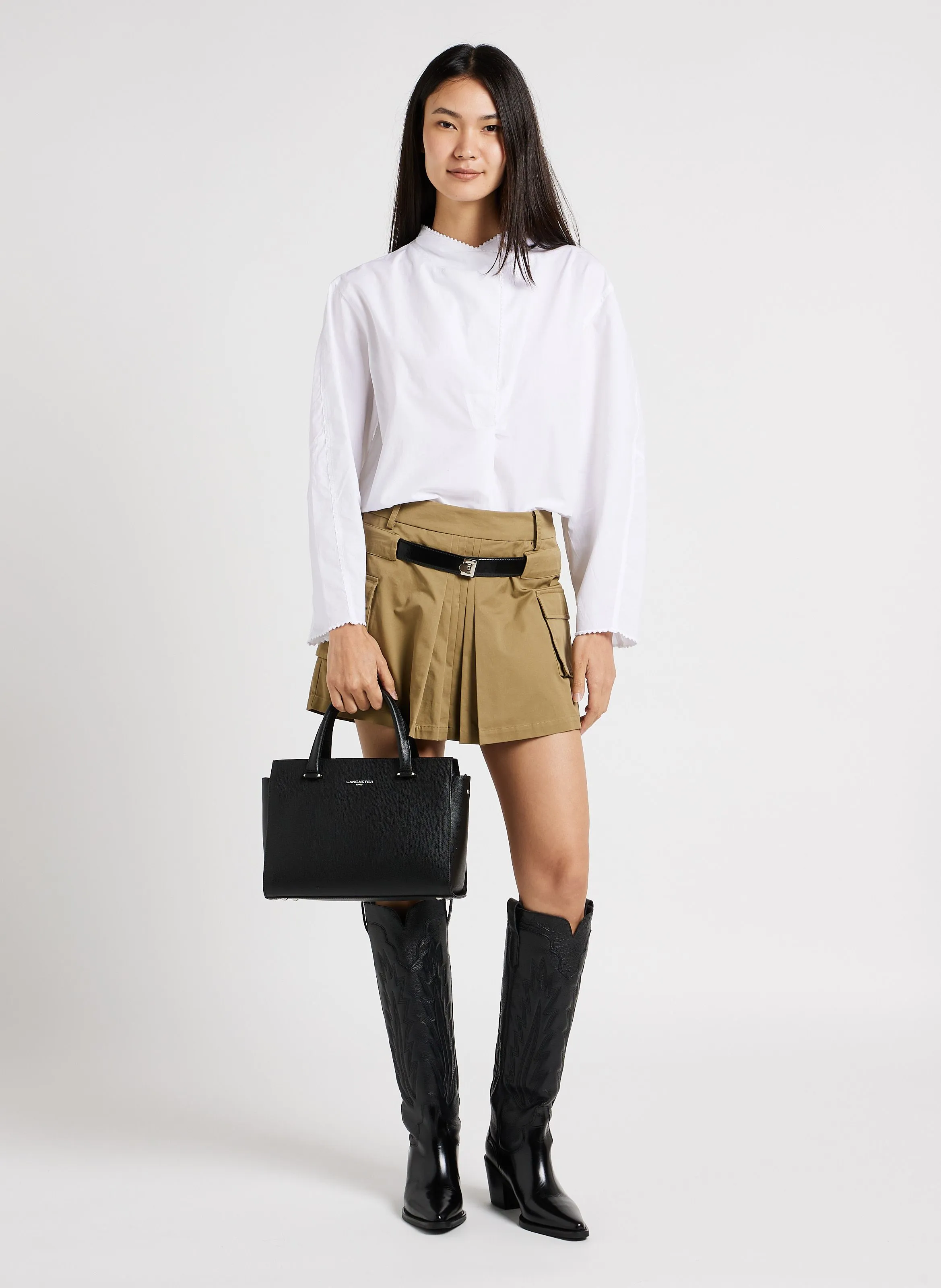  LANCASTER PARIS   SIERRA - Borsa shopper in pelle granaia | Nero