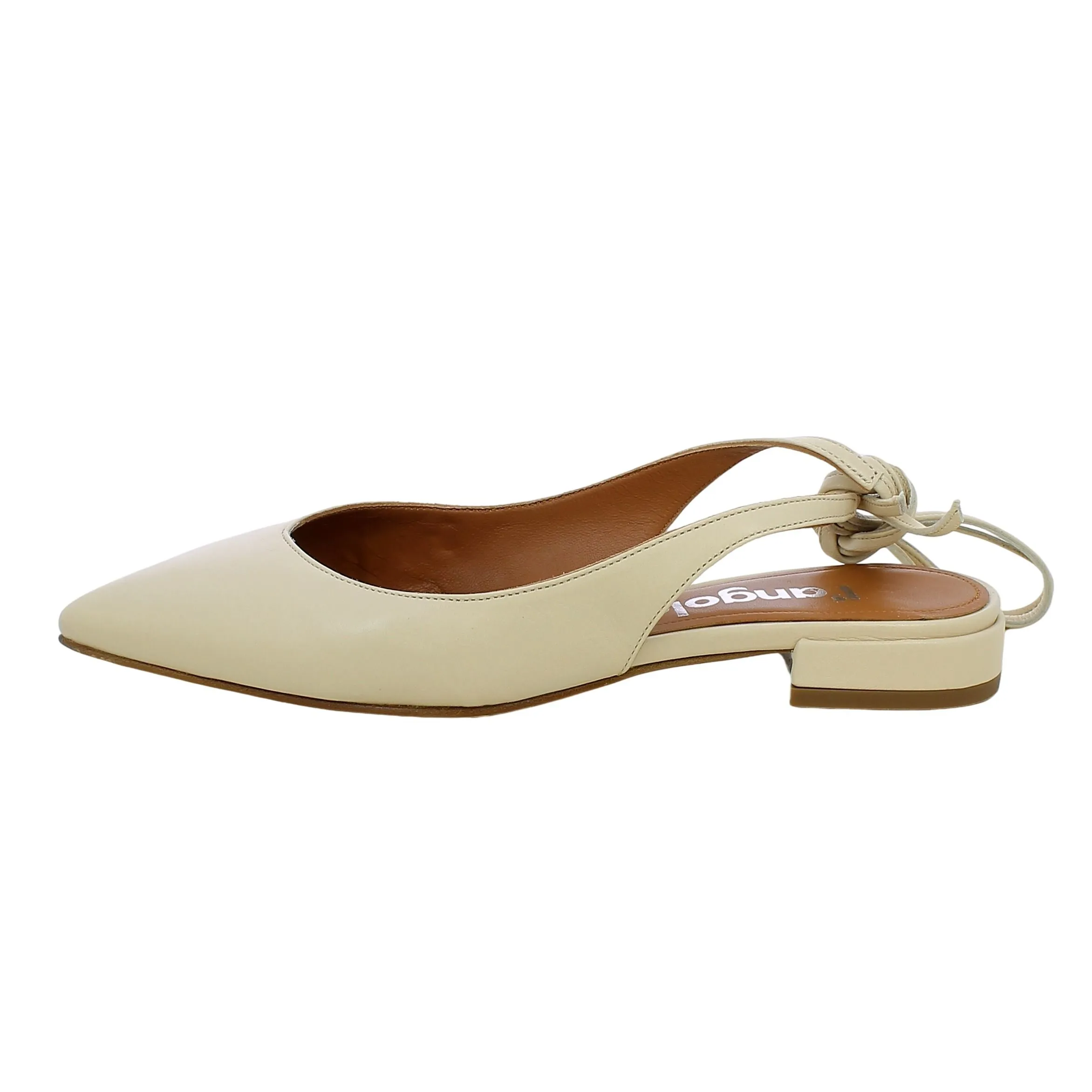 L'Angolo  Ballerina a punta Beige con Laccetti 