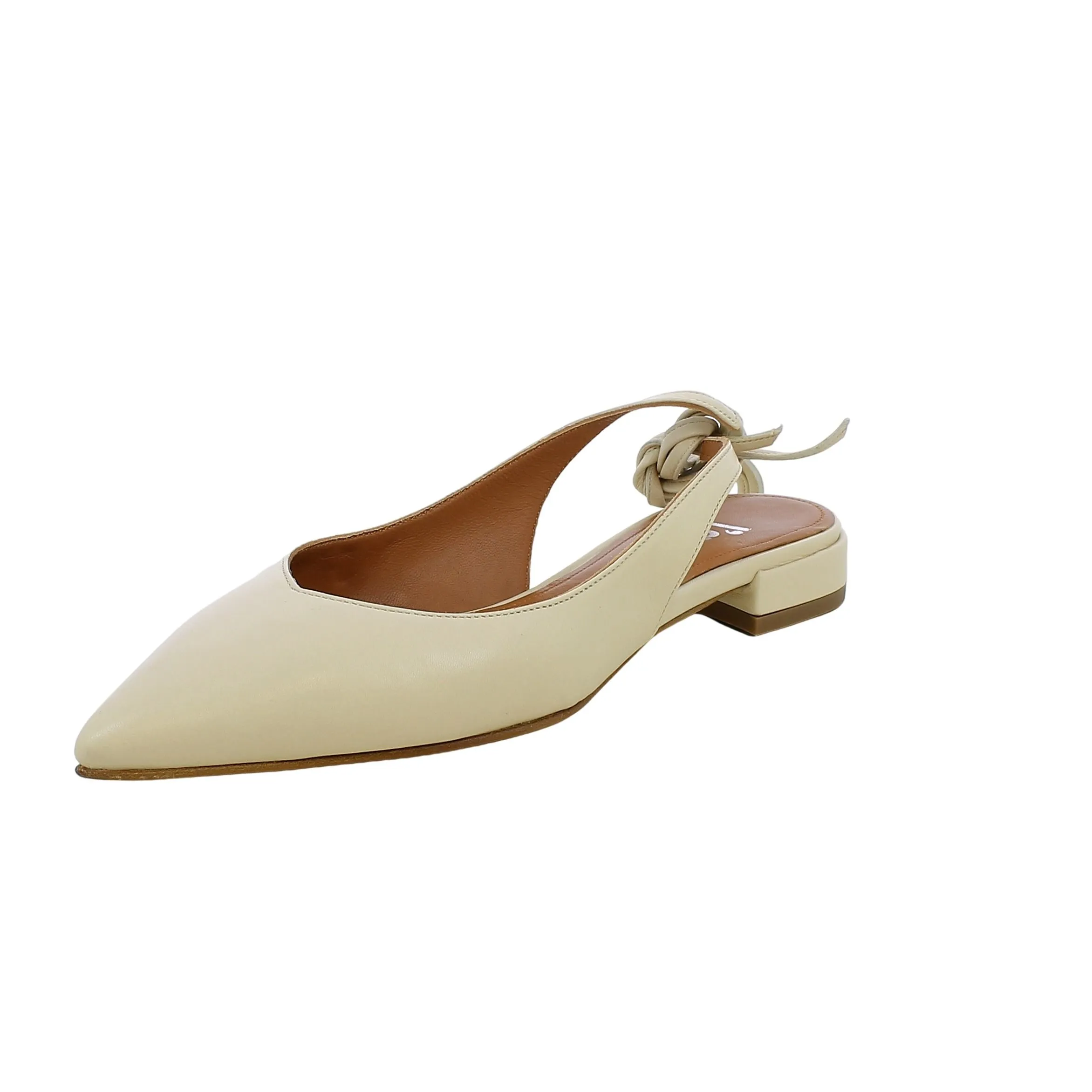 L'Angolo  Ballerina a punta Beige con Laccetti 