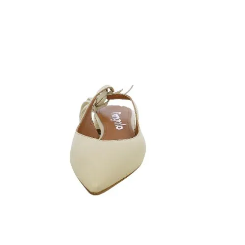 L'Angolo  Ballerina a punta Beige con Laccetti 